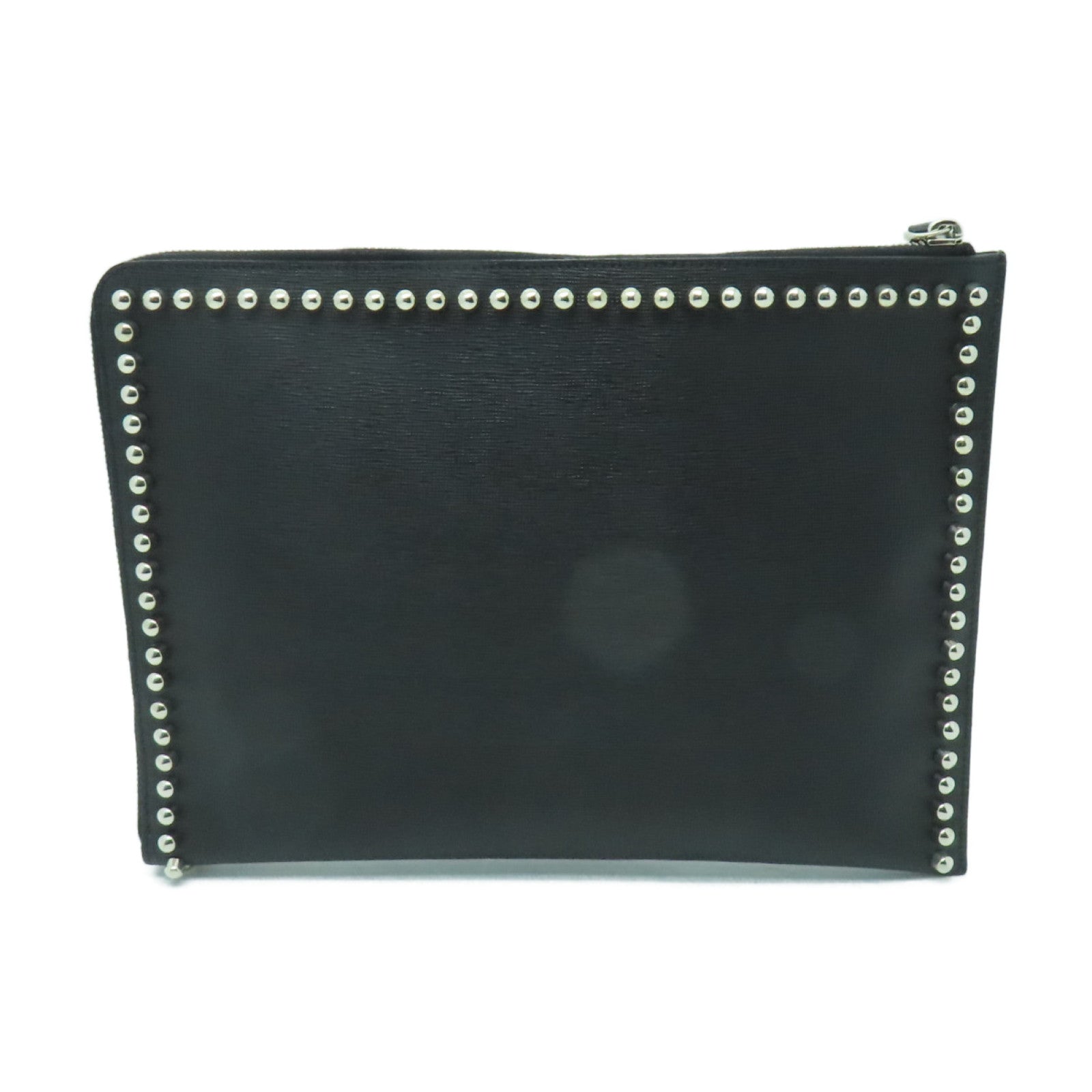 FENDI 【激減優惠】牛皮皮革Karlito Flat Clutch銀扣手拿包黑色