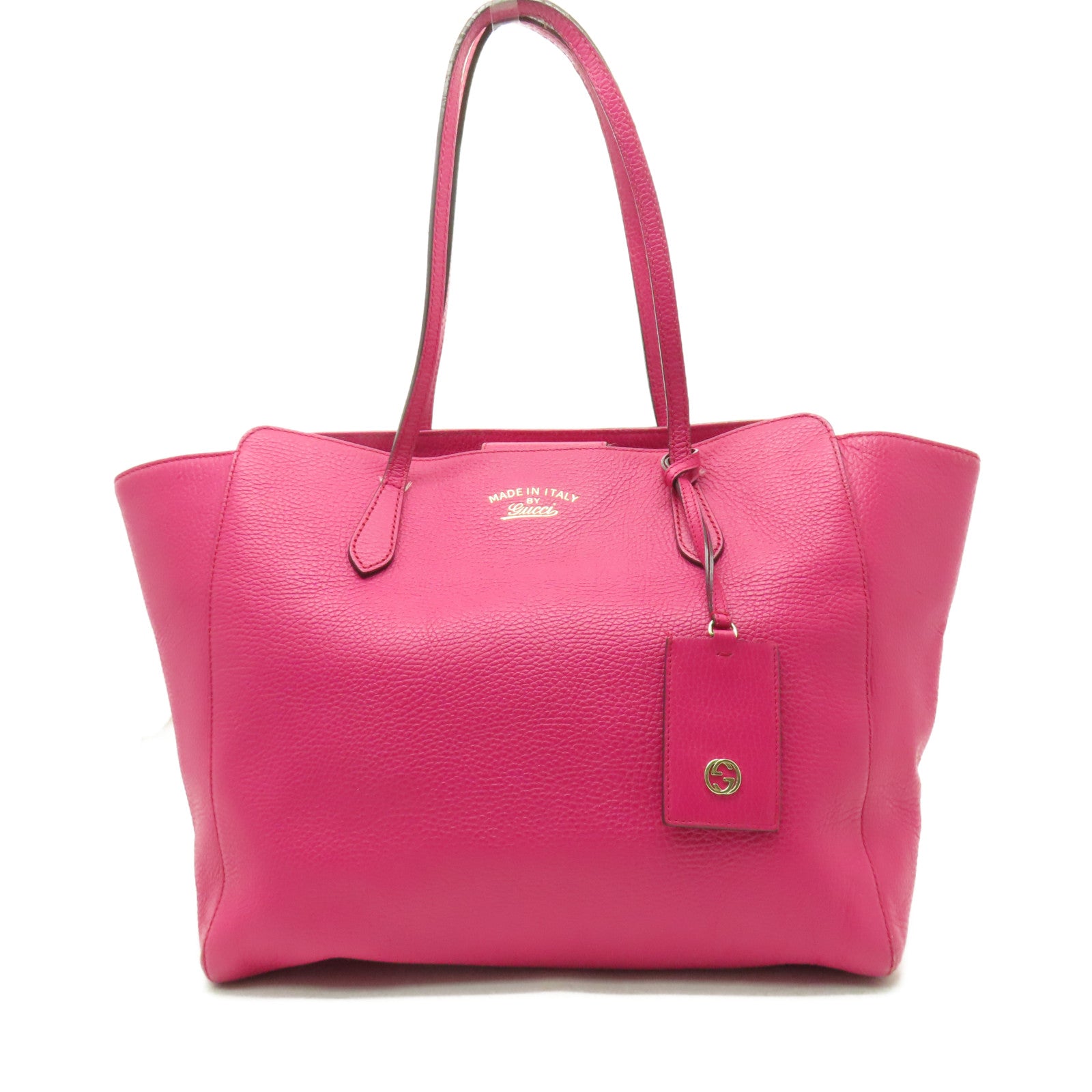 GUCCI 牛皮皮革Tote Bag金扣肩背袋桃紅色