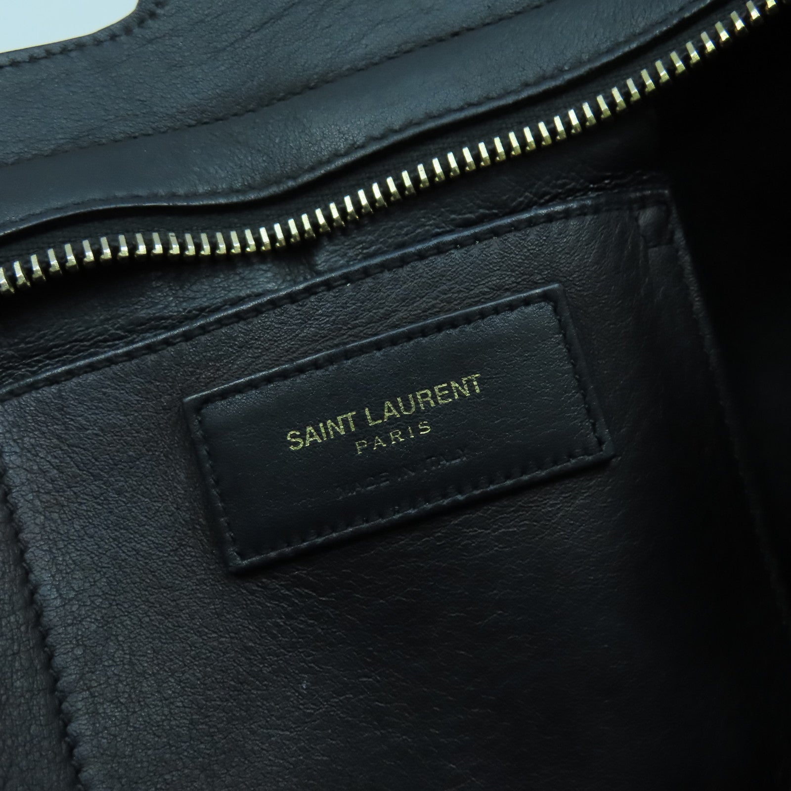YVES SAINT LAURENT 牛皮皮革2 Way Shoulder Bag金扣手挽肩背兩用袋黑色