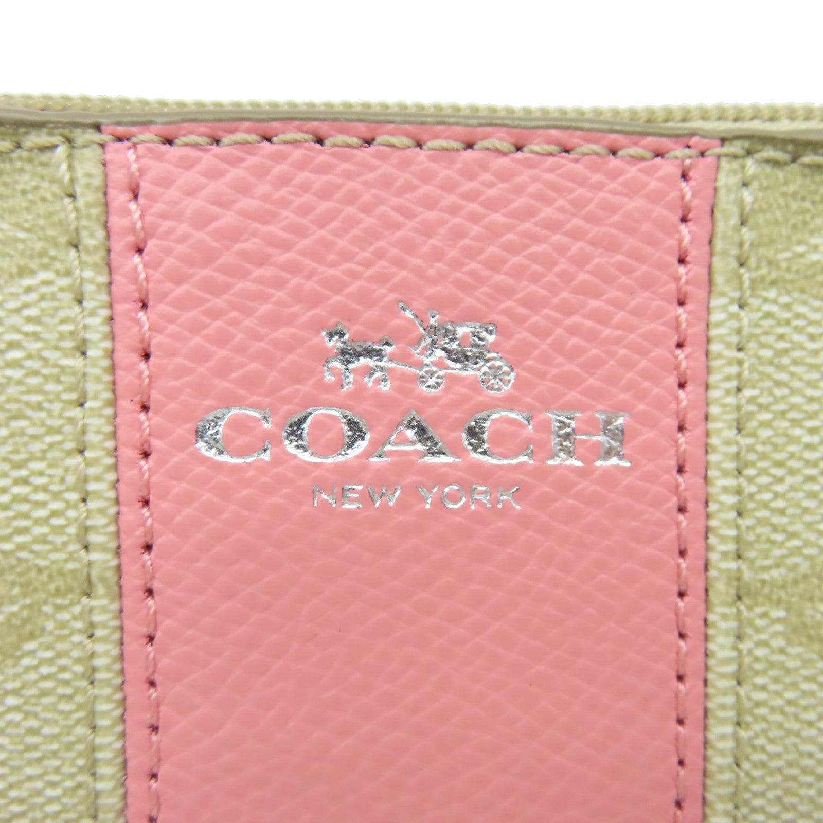 COACH 【激減優惠】塗層帆布Pouch手拿包粉紅色/啡色