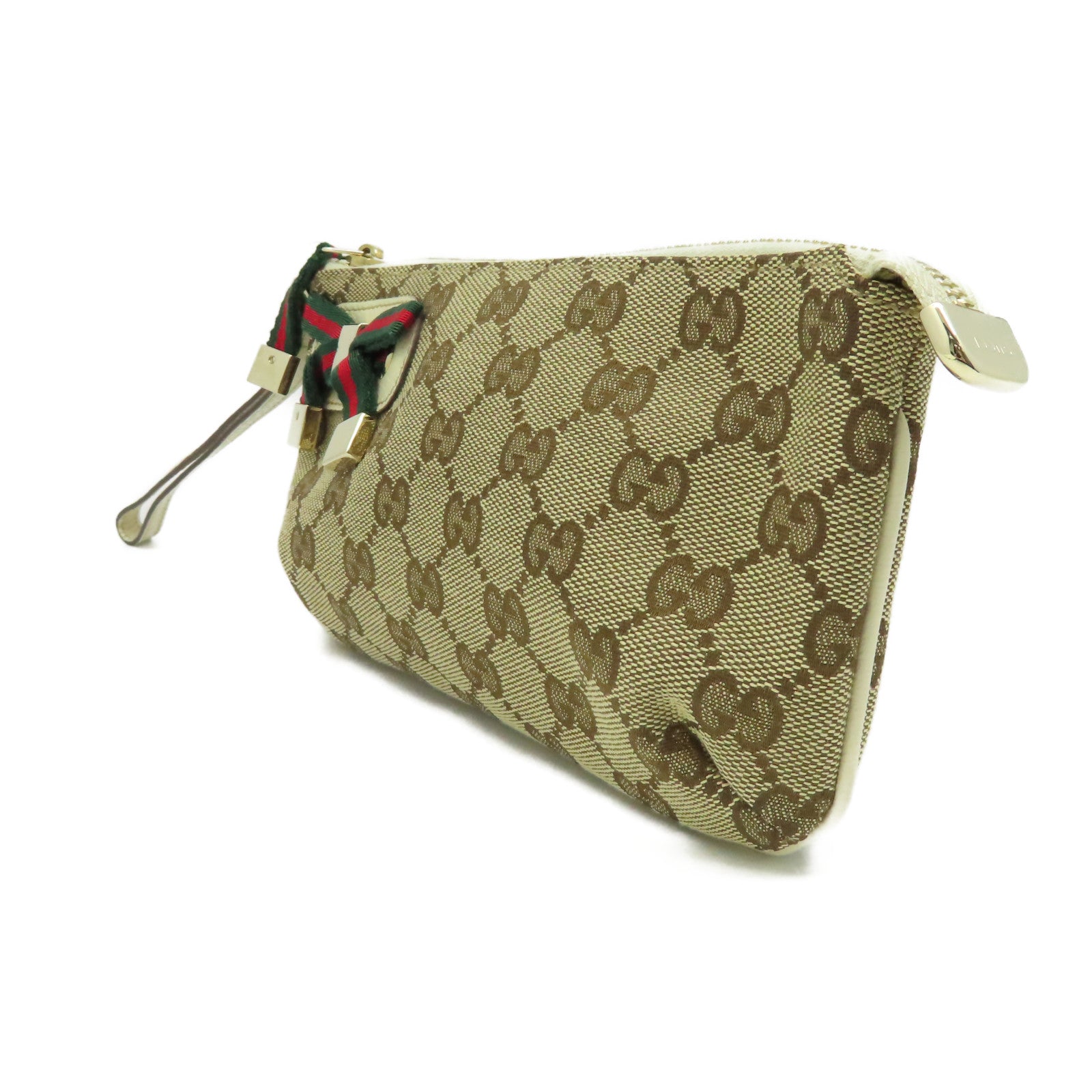 GUCCI 【激減優惠】GG帆布Pouch手拿包啡色/米白色