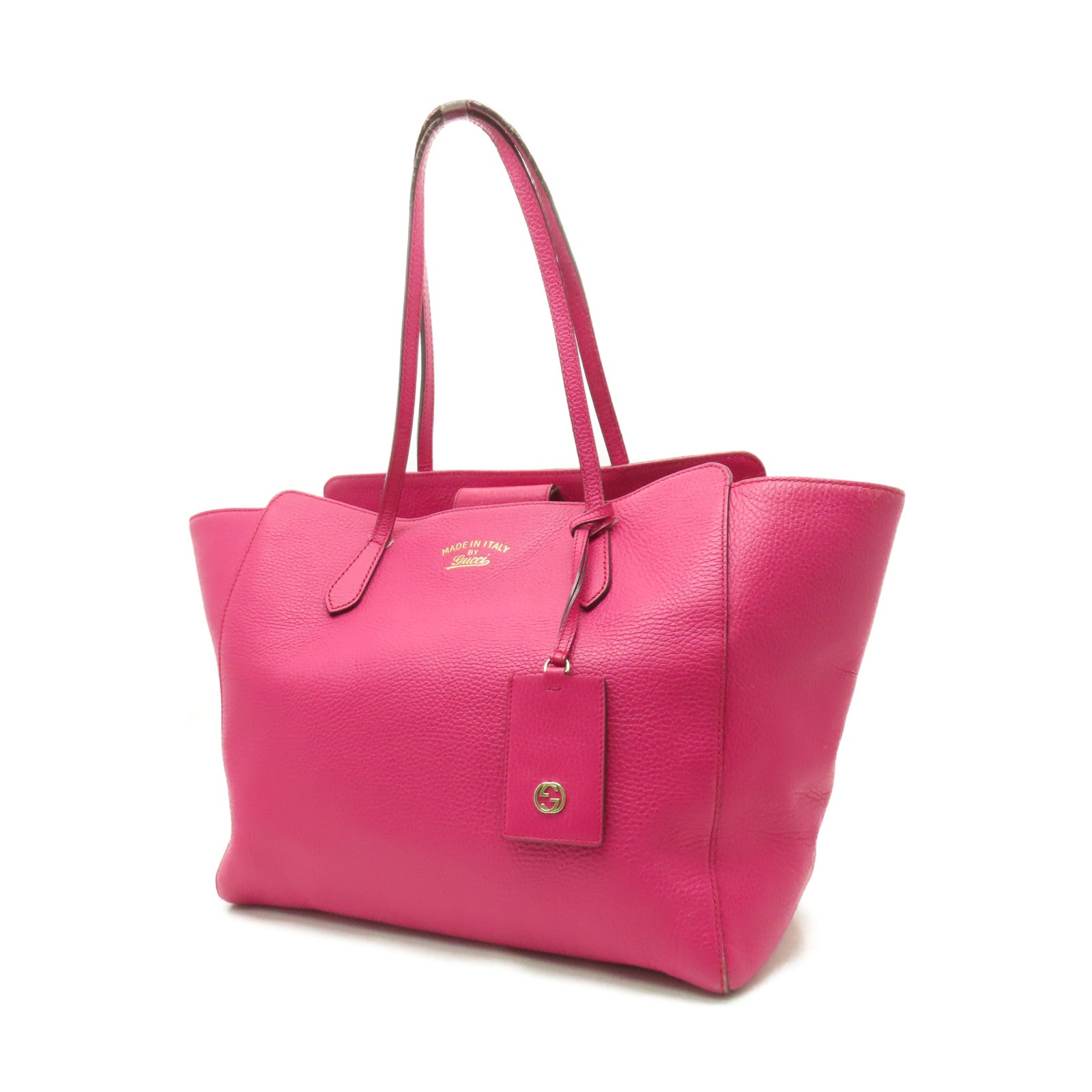 GUCCI 牛皮皮革Tote Bag金扣肩背袋桃紅色