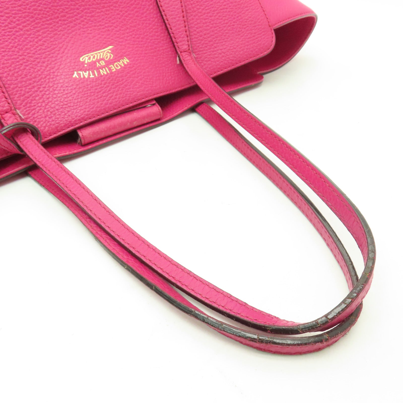 GUCCI 牛皮皮革Tote Bag金扣肩背袋桃紅色
