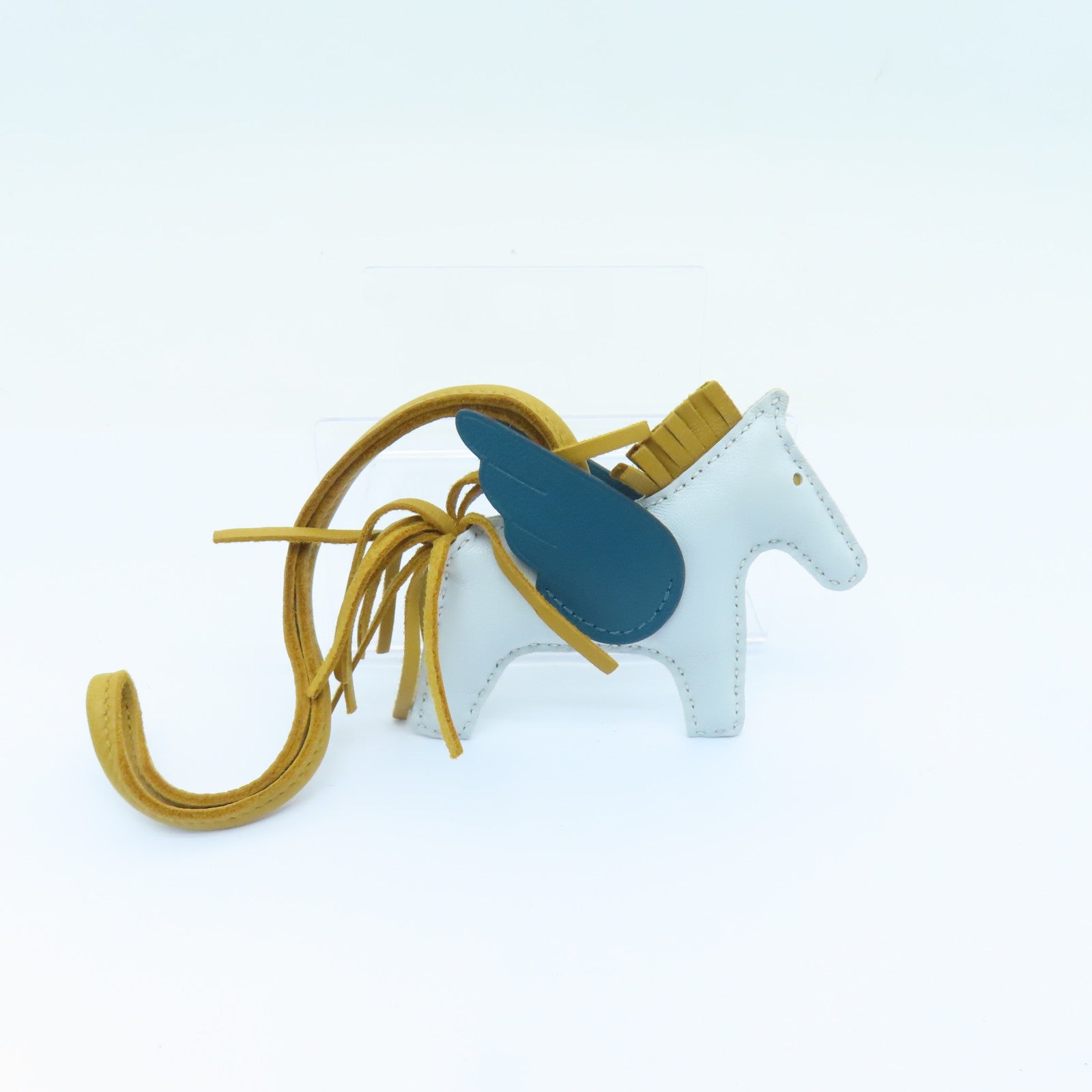 HERMES Swift皮革Pegase Rodeo PM掛飾Bleu Brume淺藍色/綠色