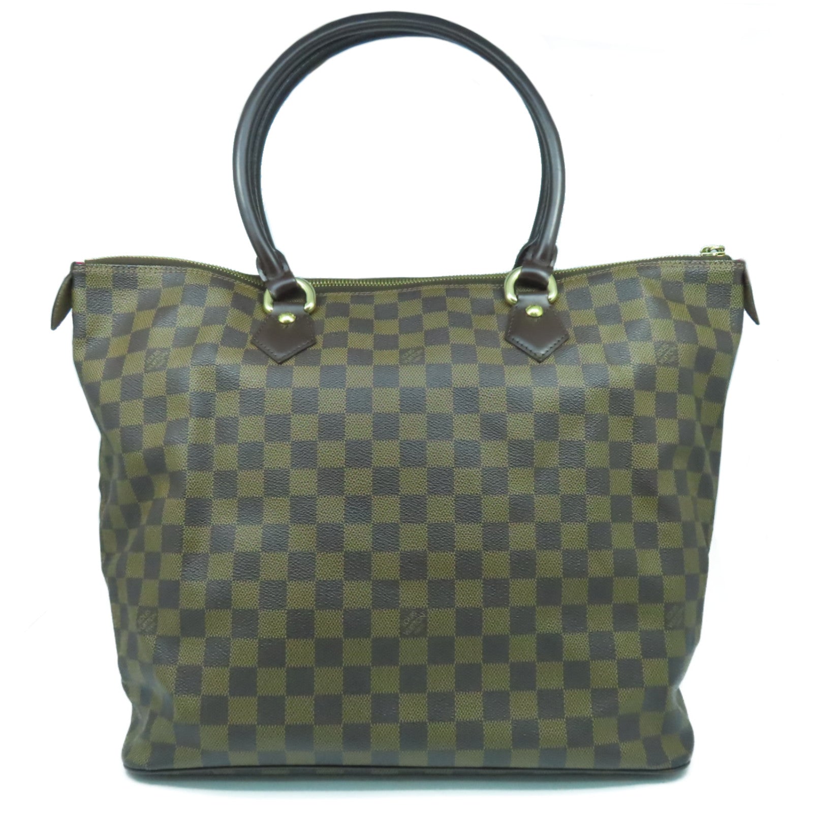 LOUIS VUITTON Damier Ebene Saleya MM金扣手挽袋啡色