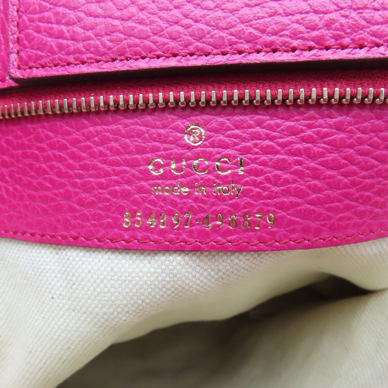 GUCCI 牛皮皮革Tote Bag金扣肩背袋桃紅色