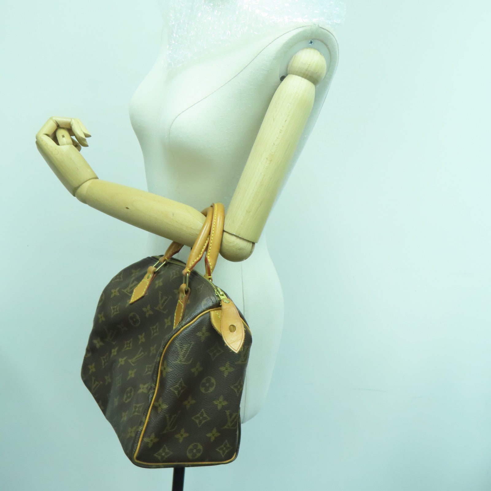 LOUIS VUITTON Monogram Speedy 25金扣手挽袋啡色