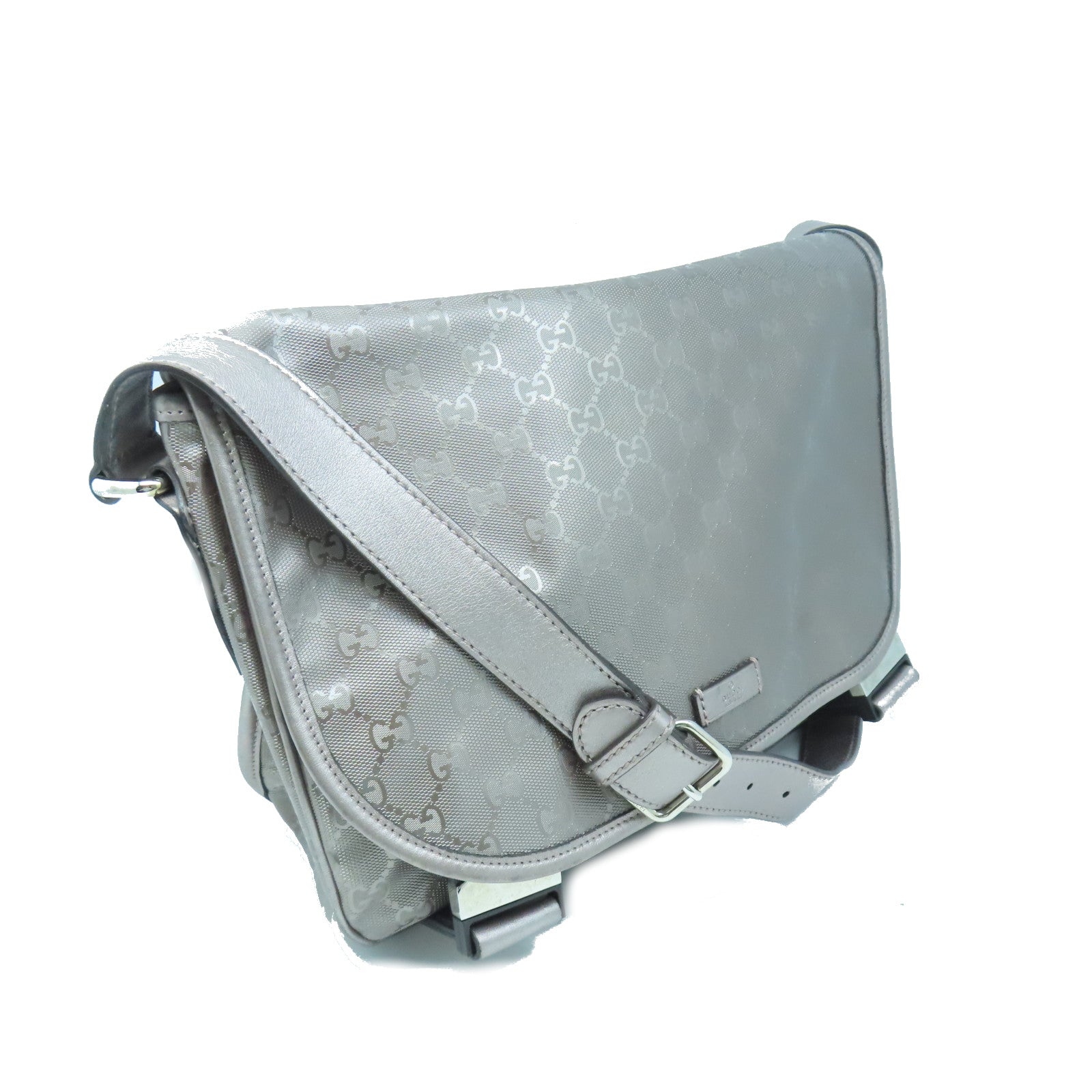 GUCCI coated canvas Shoulder Bag silver buckle shoulder bag light brown