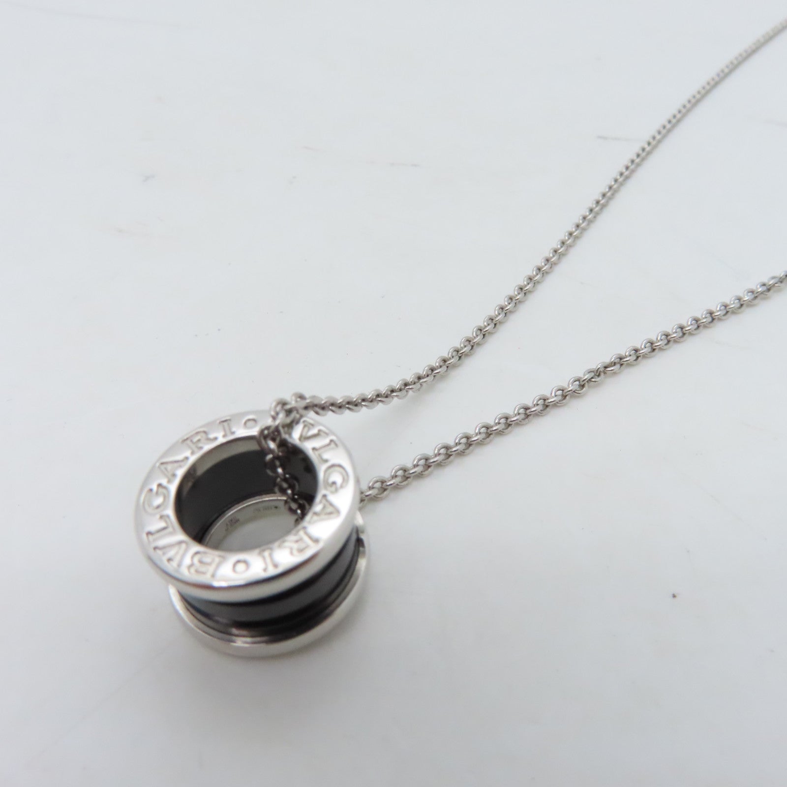 BVLGARI Ceramic B-Zero Necklace Silver Black