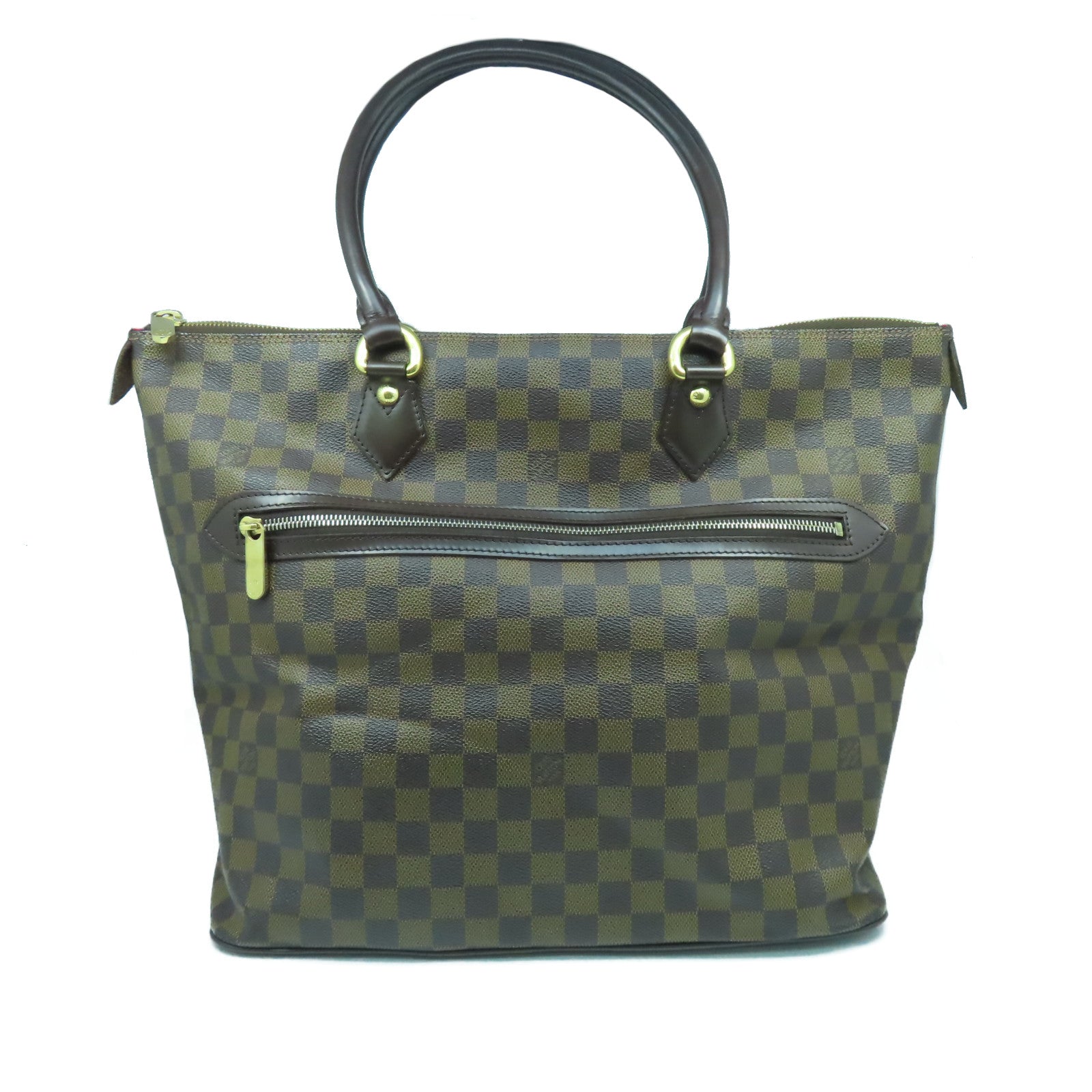 LOUIS VUITTON Damier Ebene Saleya MM金扣手挽袋啡色