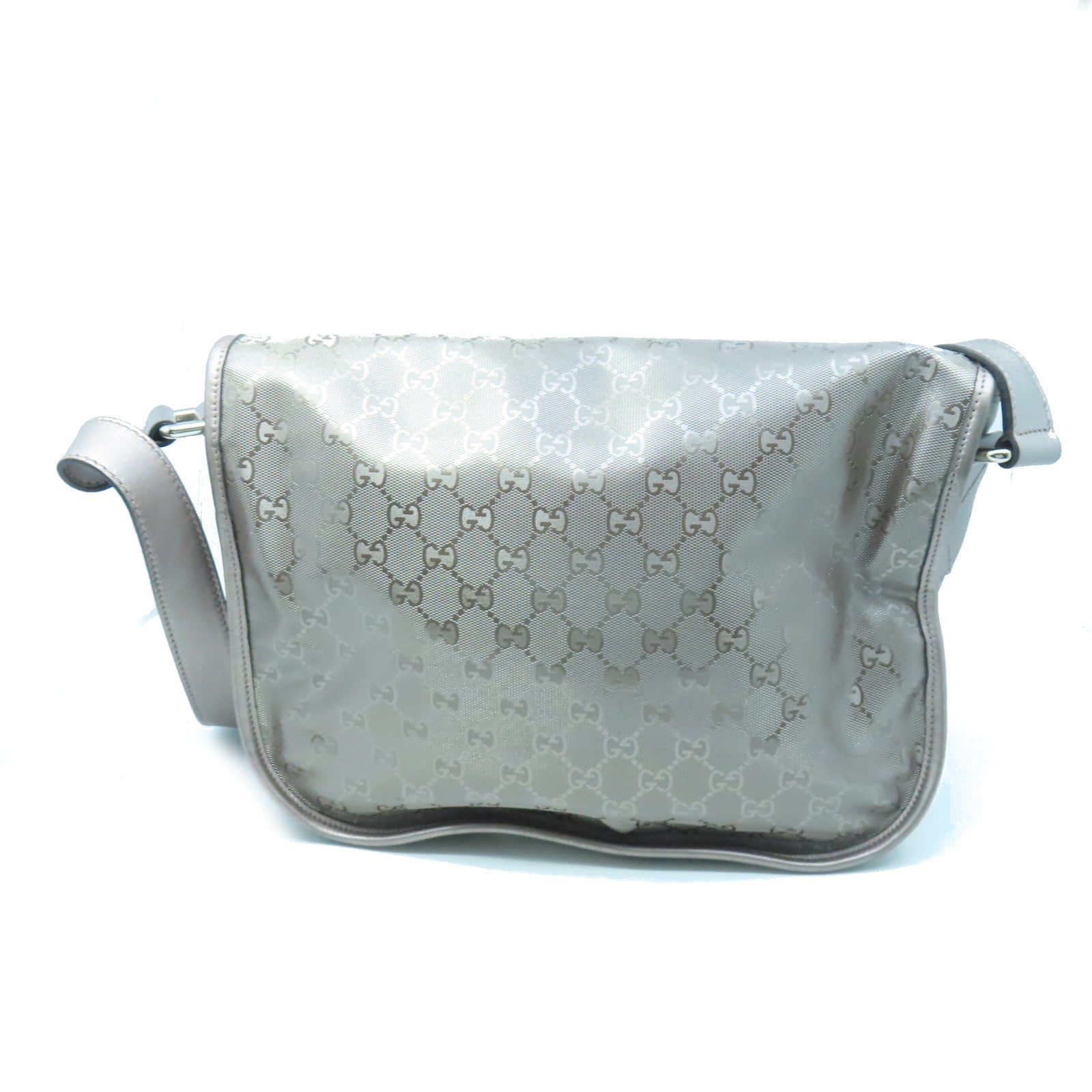 GUCCI coated canvas Shoulder Bag silver buckle shoulder bag light brown