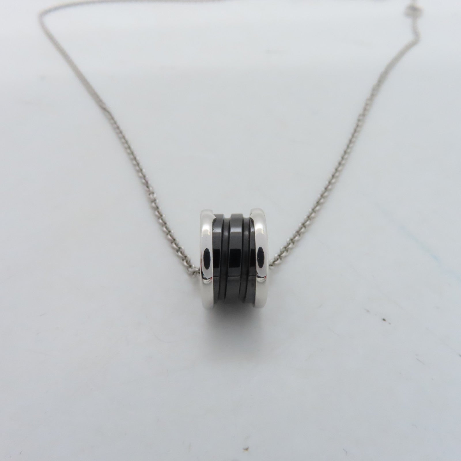 BVLGARI Ceramic B-Zero Necklace Silver Black