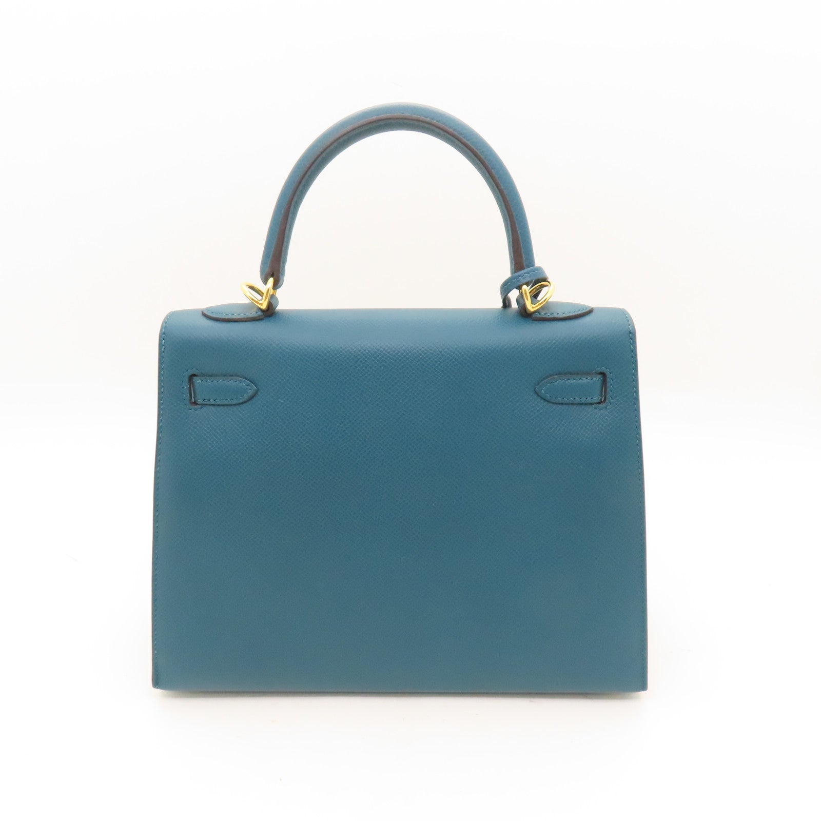 HERMES 【激減優惠】Epsom皮革Kelly 25金扣手挽肩背兩用袋Vert Bosphore綠色