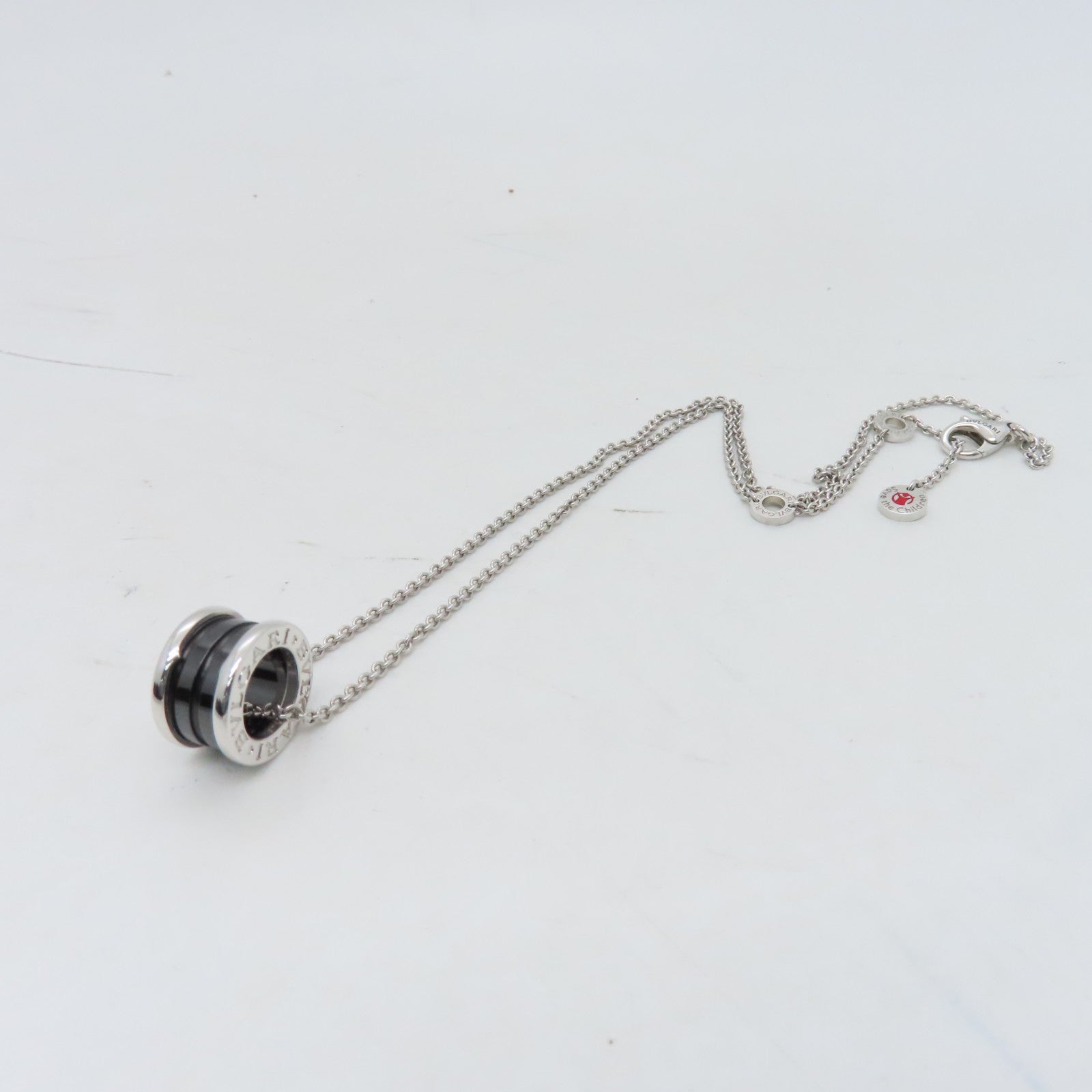 BVLGARI Ceramic B-Zero Necklace Silver Black