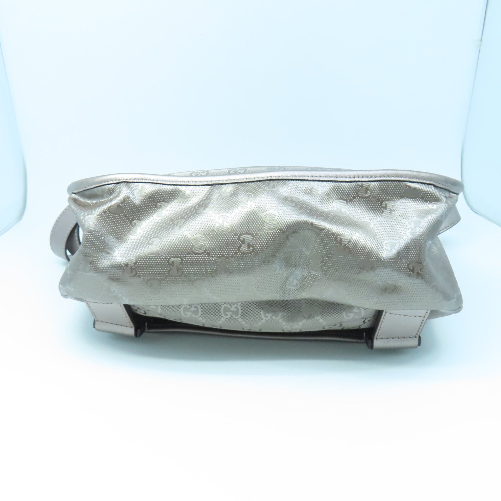 GUCCI coated canvas Shoulder Bag silver buckle shoulder bag light brown