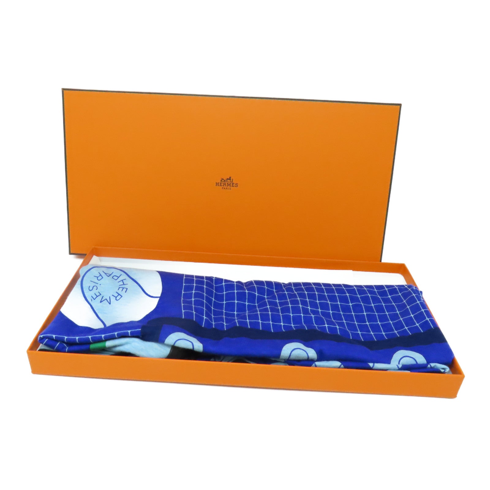 HERMES 纯棉Cotton Scarf颈巾蓝色