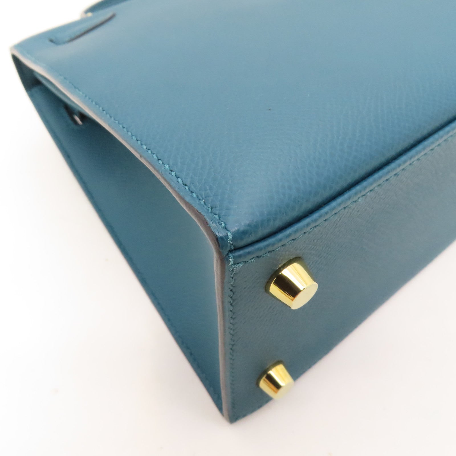 HERMES 【激減優惠】Epsom皮革Kelly 25金扣手挽肩背兩用袋Vert Bosphore綠色