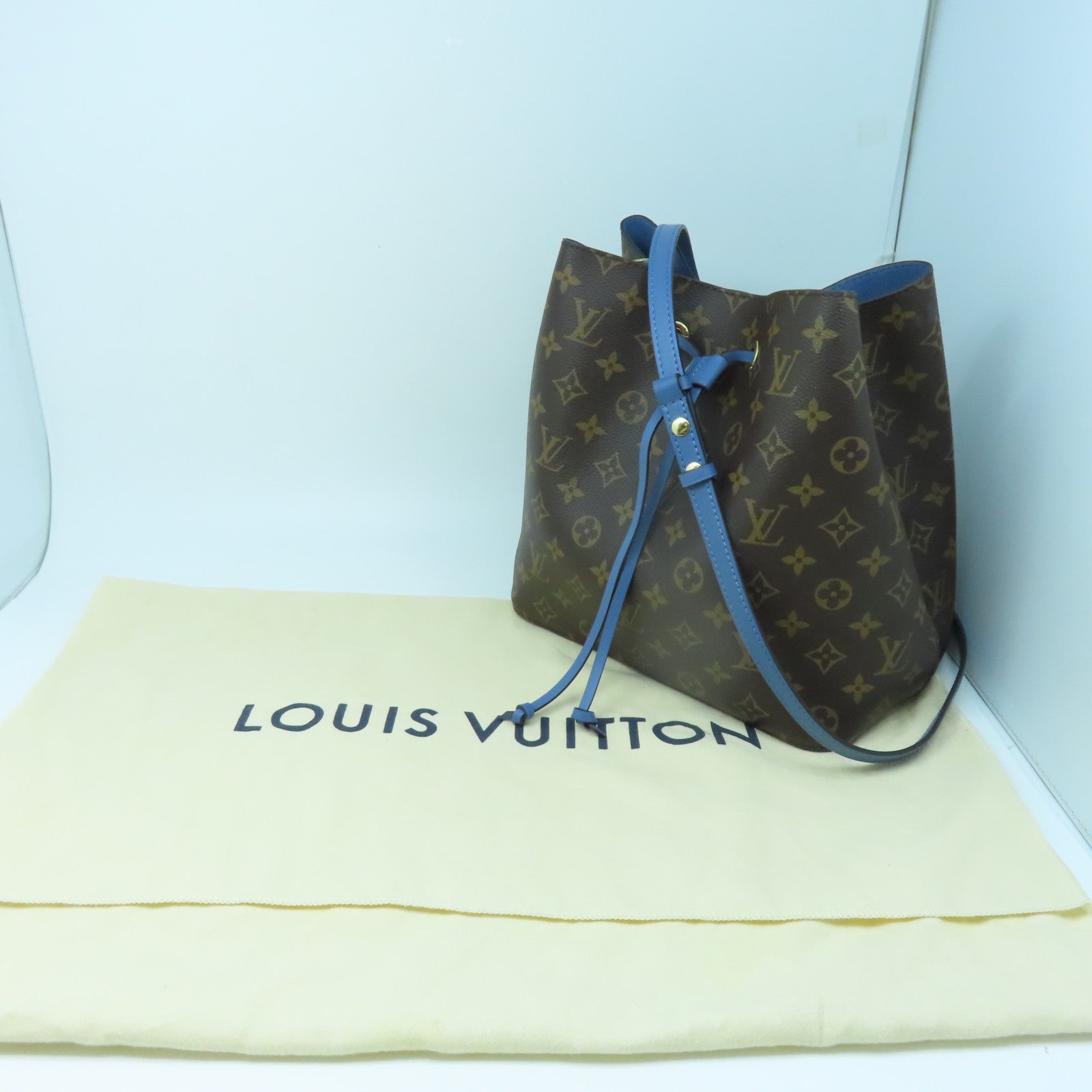 LOUIS VUITTON Monogram Neonoe MM金扣肩背袋啡色/藍色