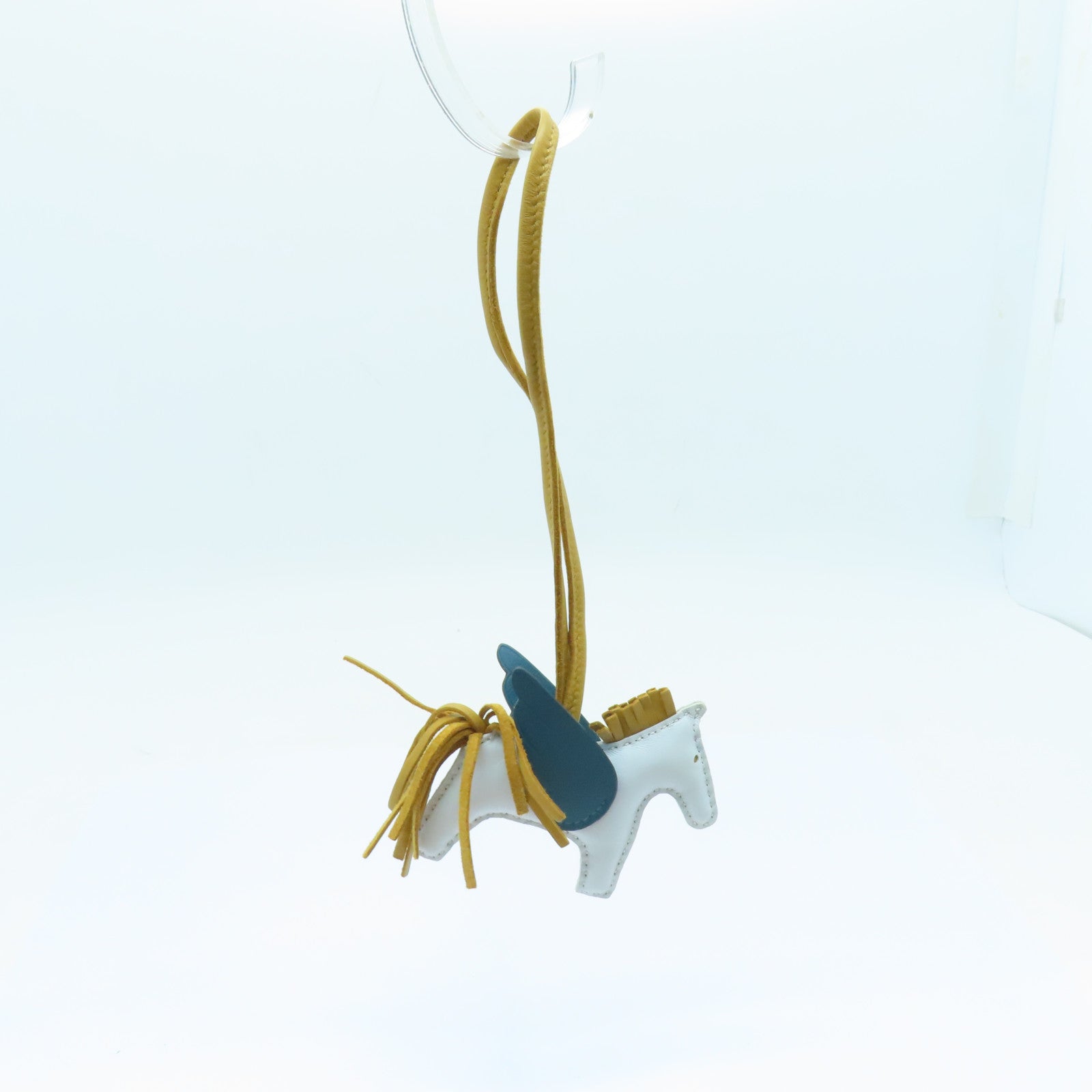 HERMES Swift皮革Pegase Rodeo PM掛飾Bleu Brume淺藍色/綠色
