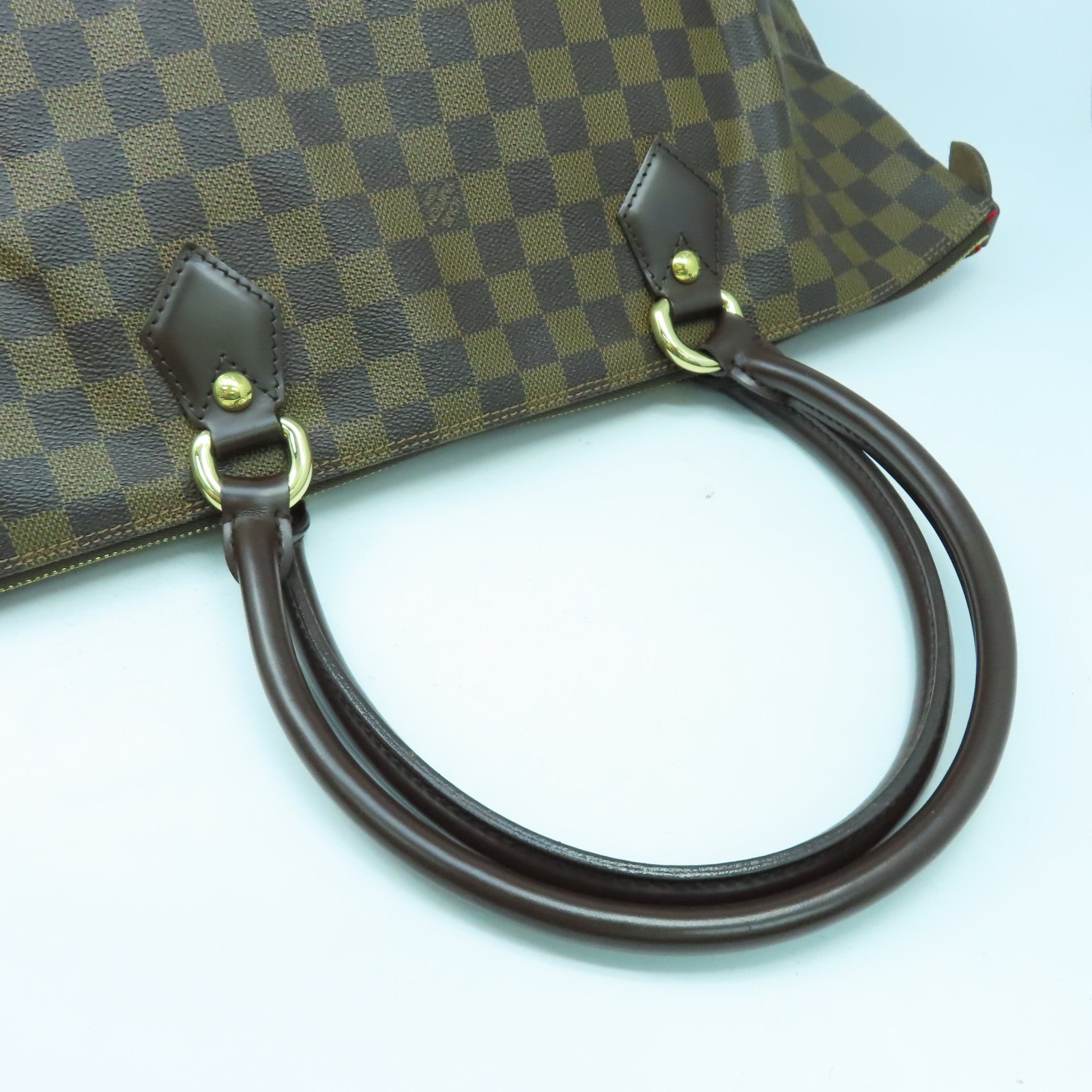 LOUIS VUITTON Damier Ebene Saleya MM金扣手挽袋啡色