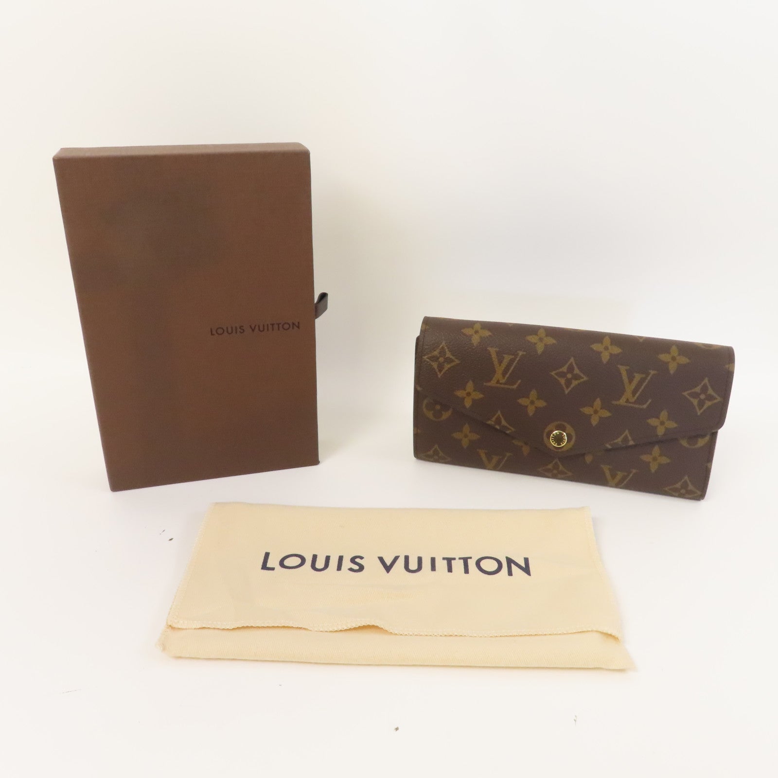 LOUIS VUITTON Monogram Sarah Wallet金扣長錢包啡色