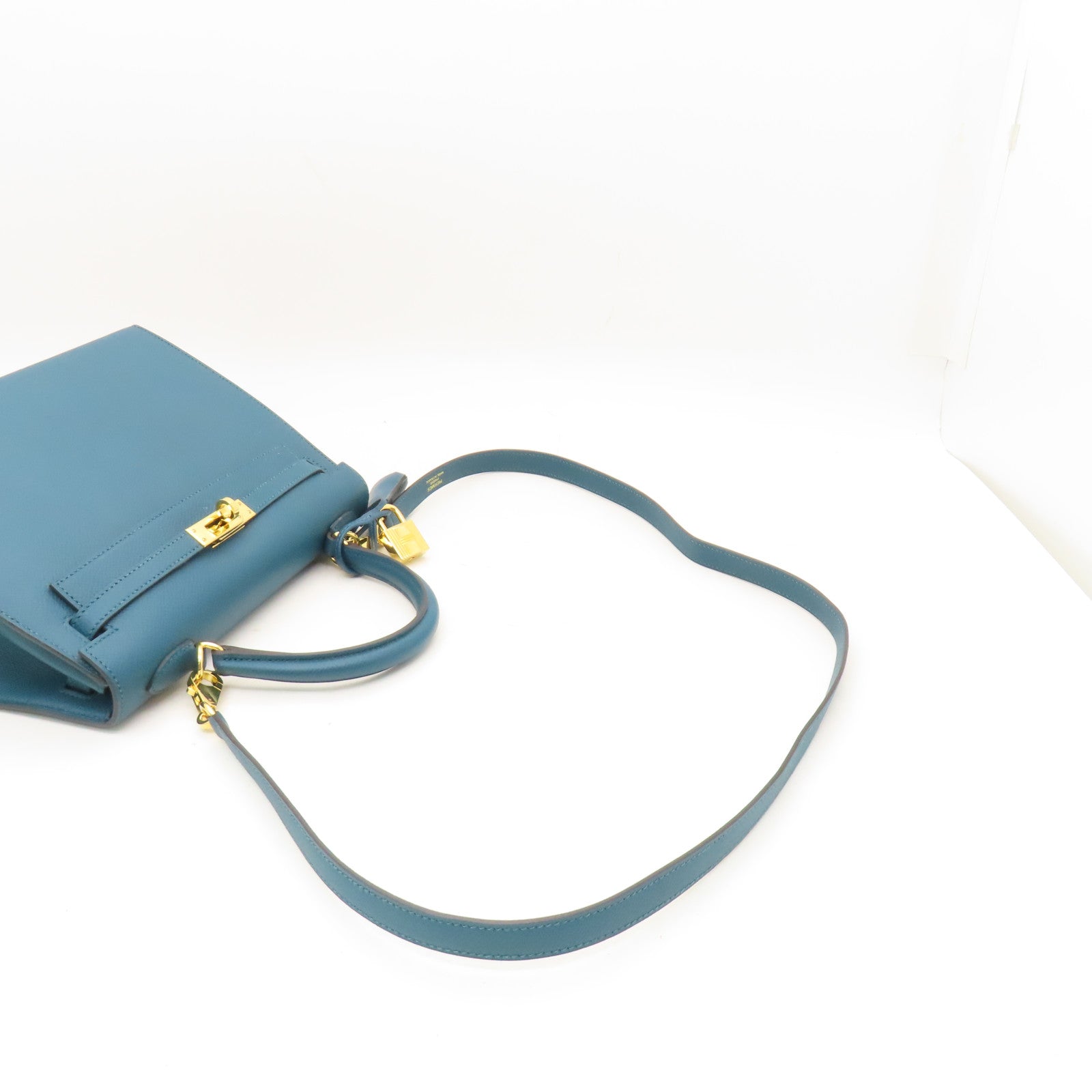 HERMES 【激減優惠】Epsom皮革Kelly 25金扣手挽肩背兩用袋Vert Bosphore綠色