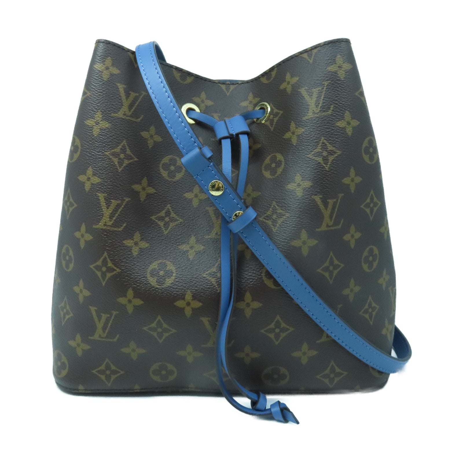 LOUIS VUITTON Monogram Neonoe MM金扣肩背袋啡色/藍色