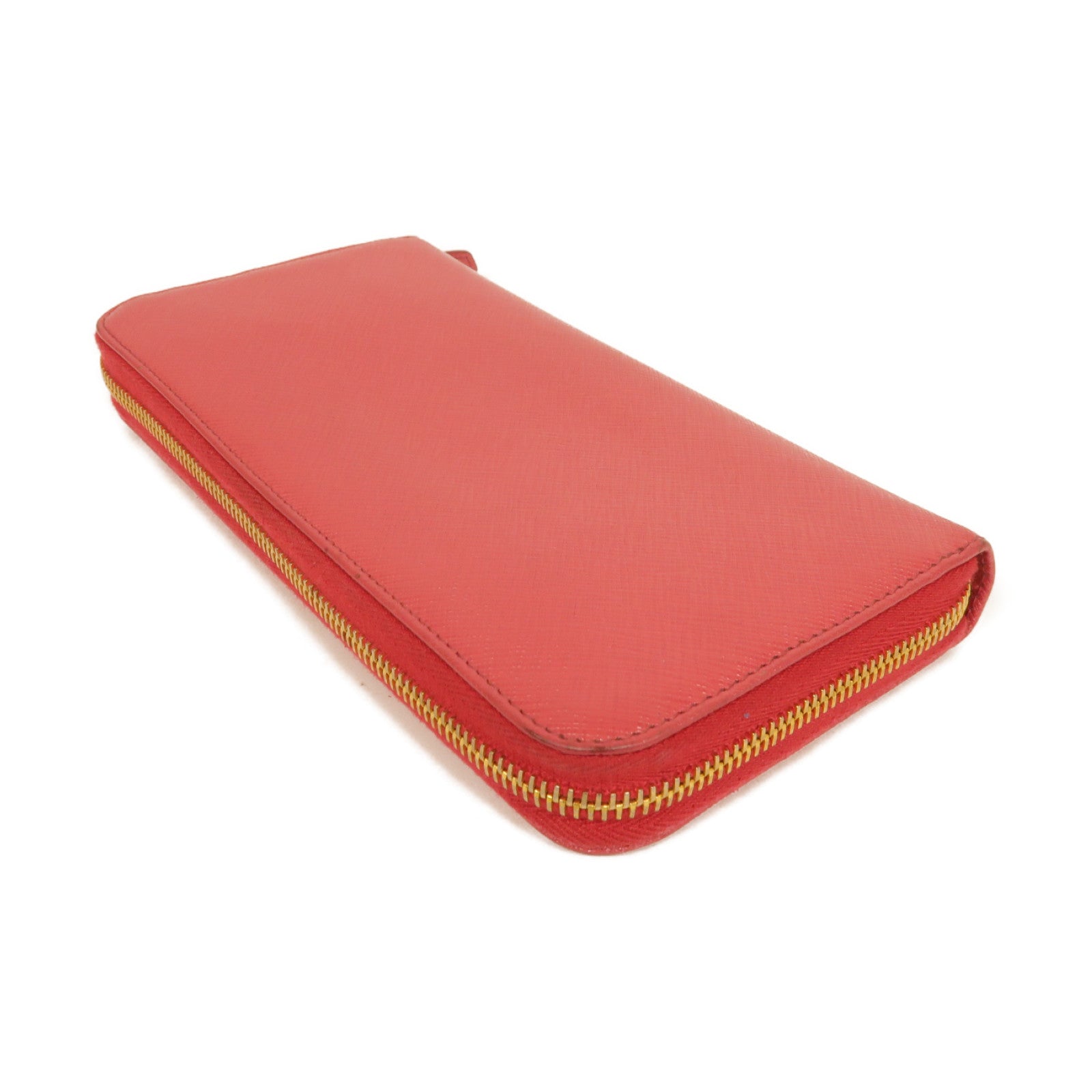 PRADA Saffiano皮革Zip Around Long Wallet金扣長錢包粉紅色