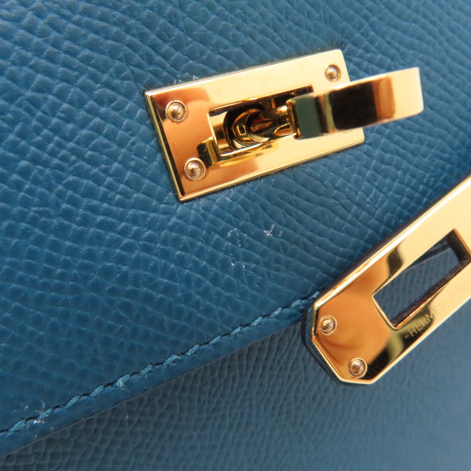 HERMES 【激減優惠】Epsom皮革Kelly 25金扣手挽肩背兩用袋Vert Bosphore綠色