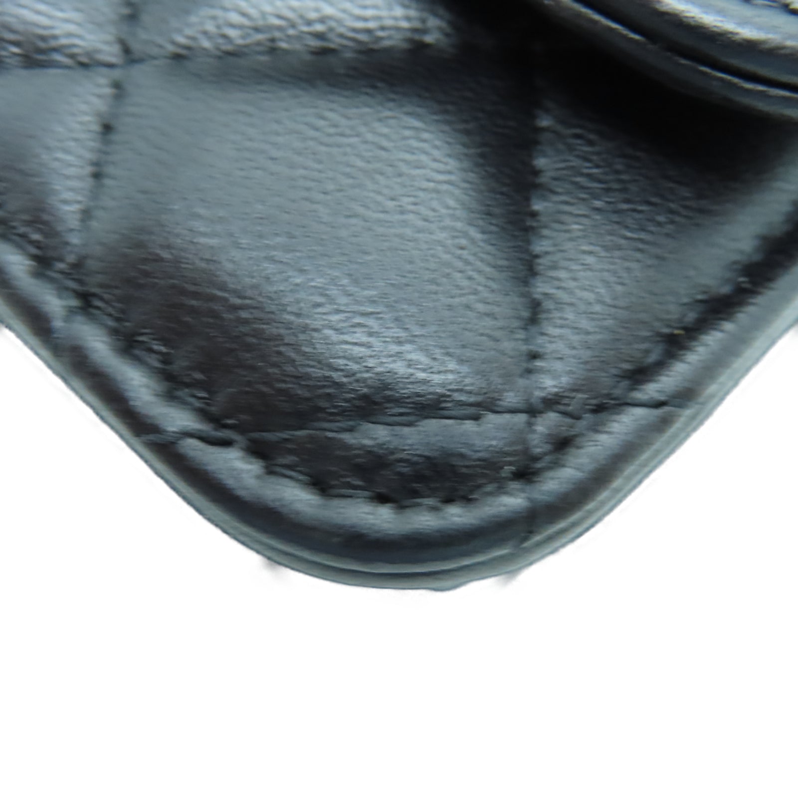 CHANEL 菱格羊皮皮革Chain Shoulder银扣链带肩背袋黑色