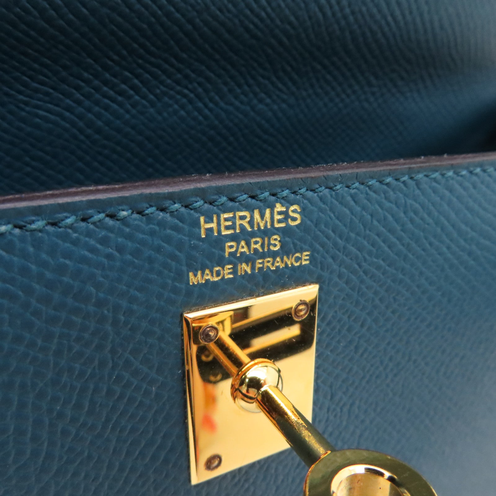 HERMES 【激減優惠】Epsom皮革Kelly 25金扣手挽肩背兩用袋Vert Bosphore綠色