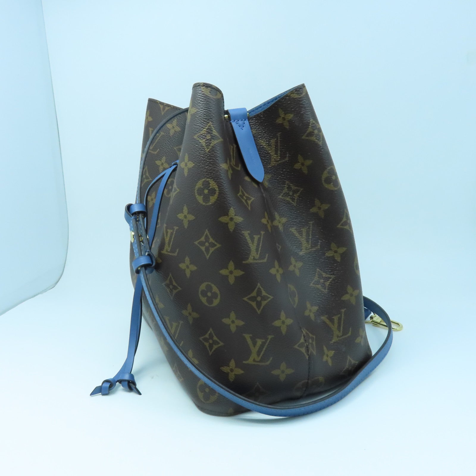 LOUIS VUITTON Monogram Neonoe MM金扣肩背袋啡色/藍色