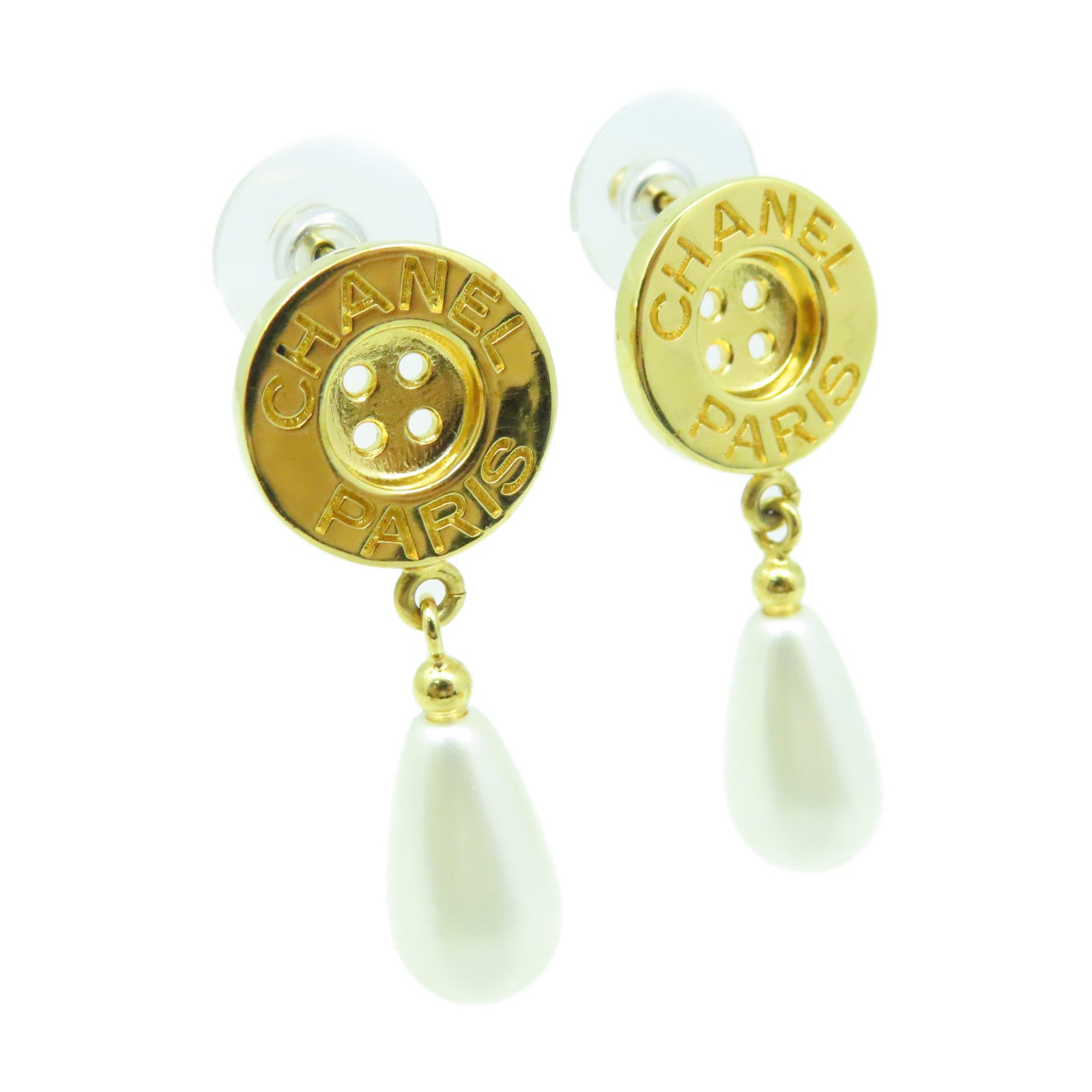 CHANEL 金屬/仿珍珠Earrings耳環珍珠色