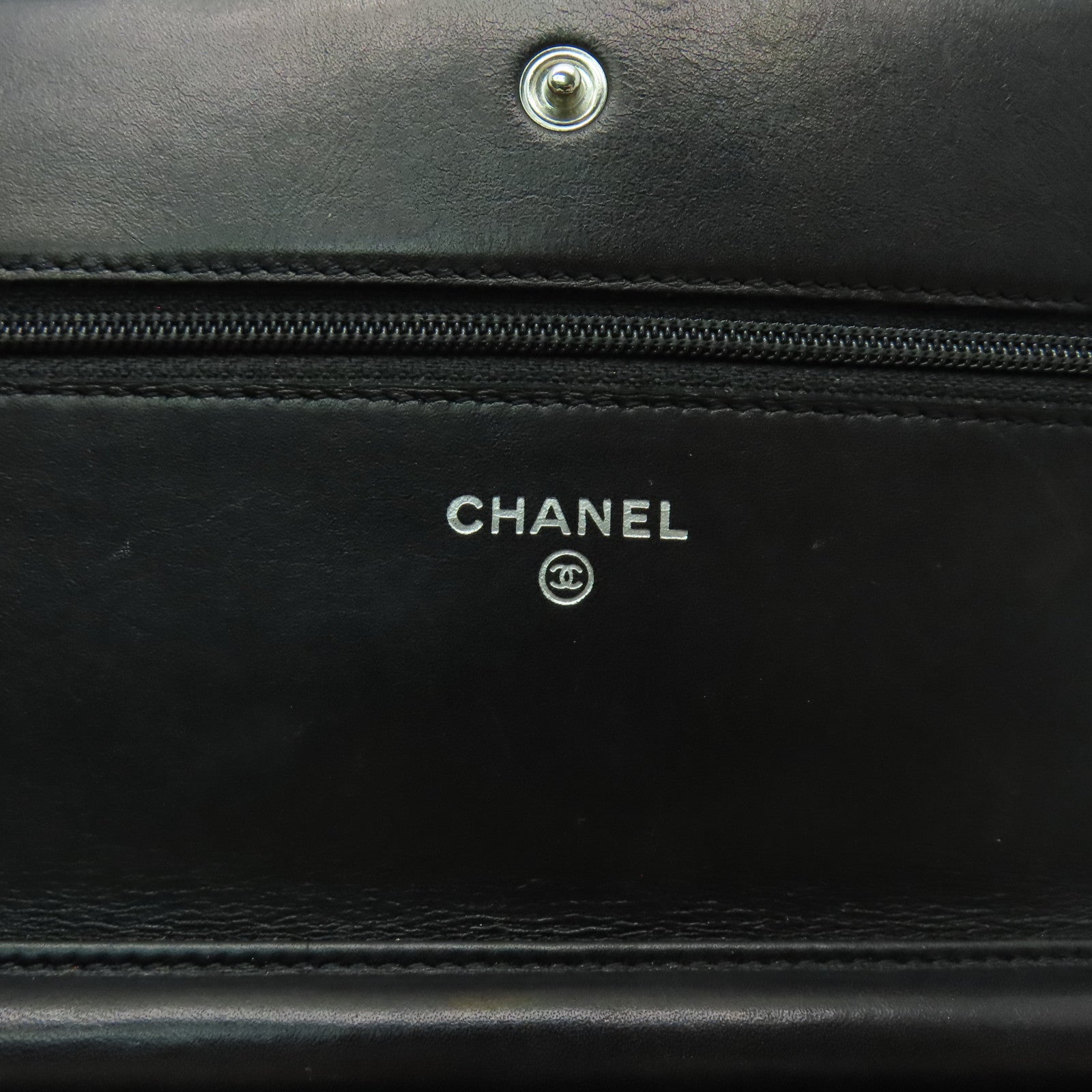 CHANEL 菱格羊皮皮革Chain Shoulder銀扣鏈帶肩背袋黑色