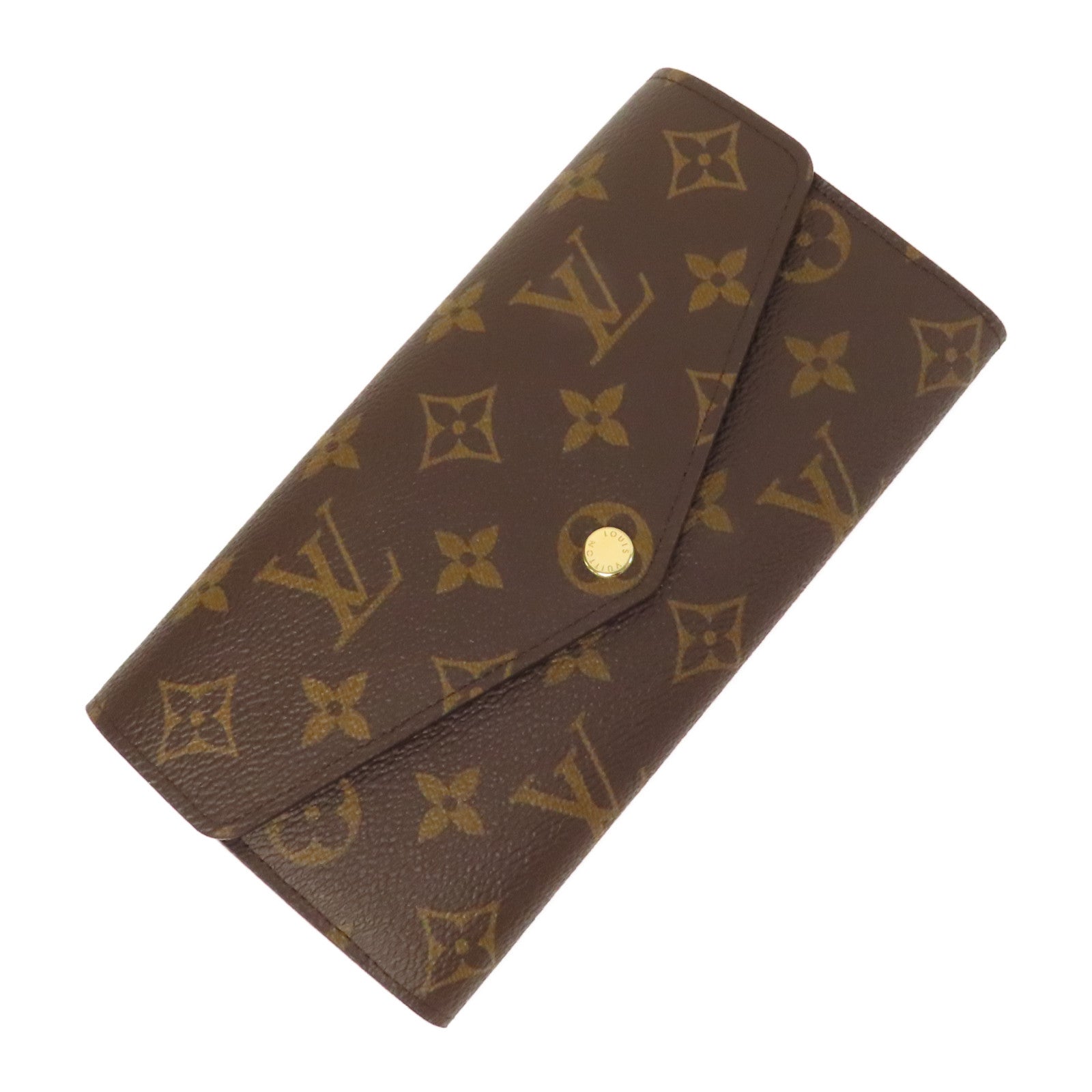 LOUIS VUITTON Monogram Sarah Wallet金扣長錢包啡色