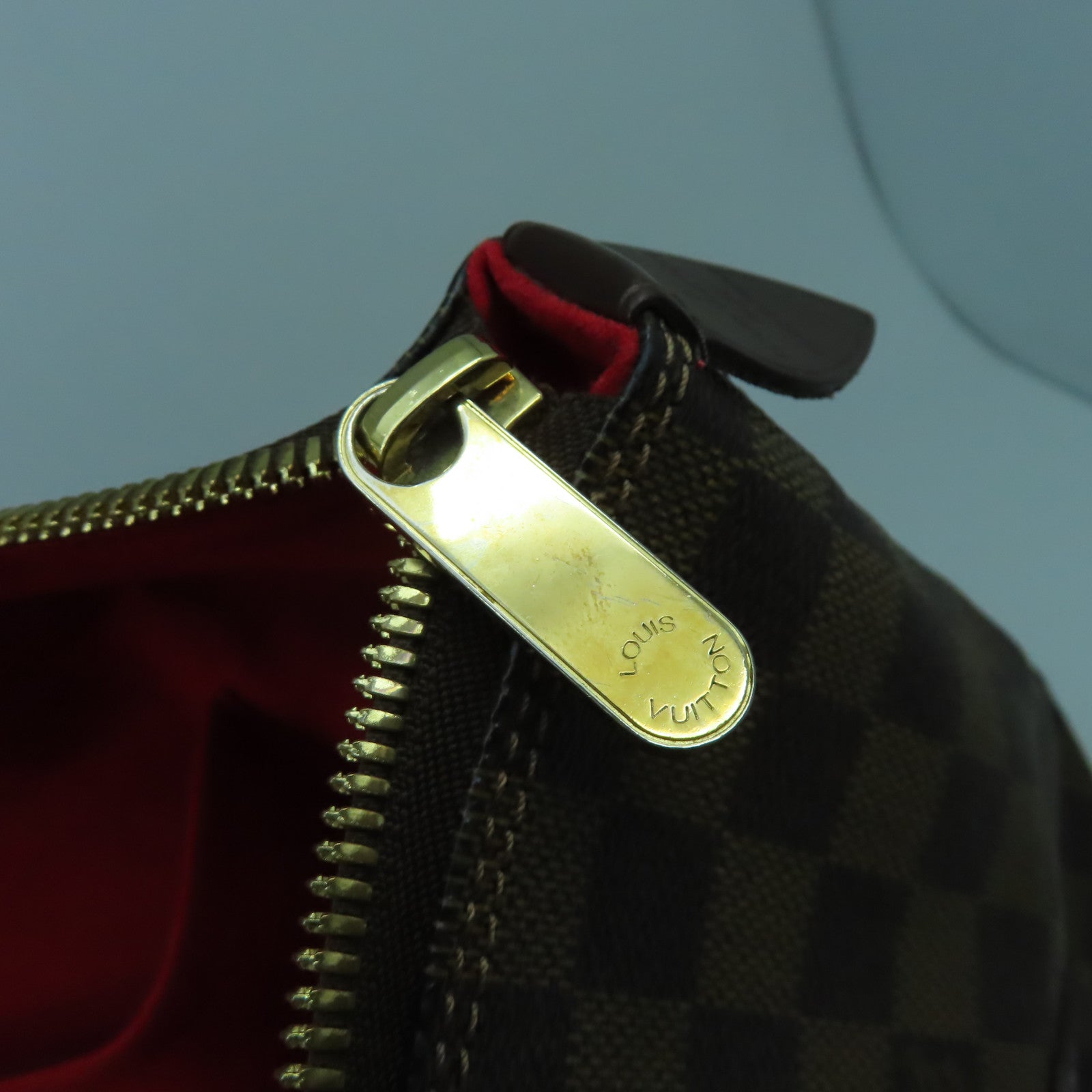 LOUIS VUITTON Damier Ebene Saleya MM金扣手挽袋啡色