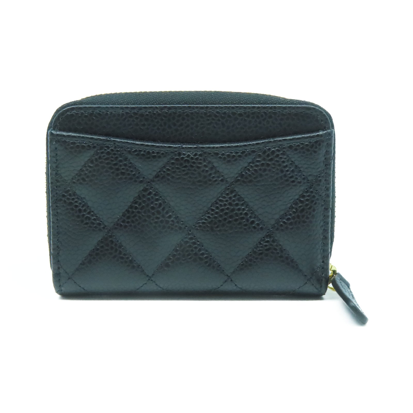 CHANEL 菱格Caviar皮革Card Case金扣卡片套黑色