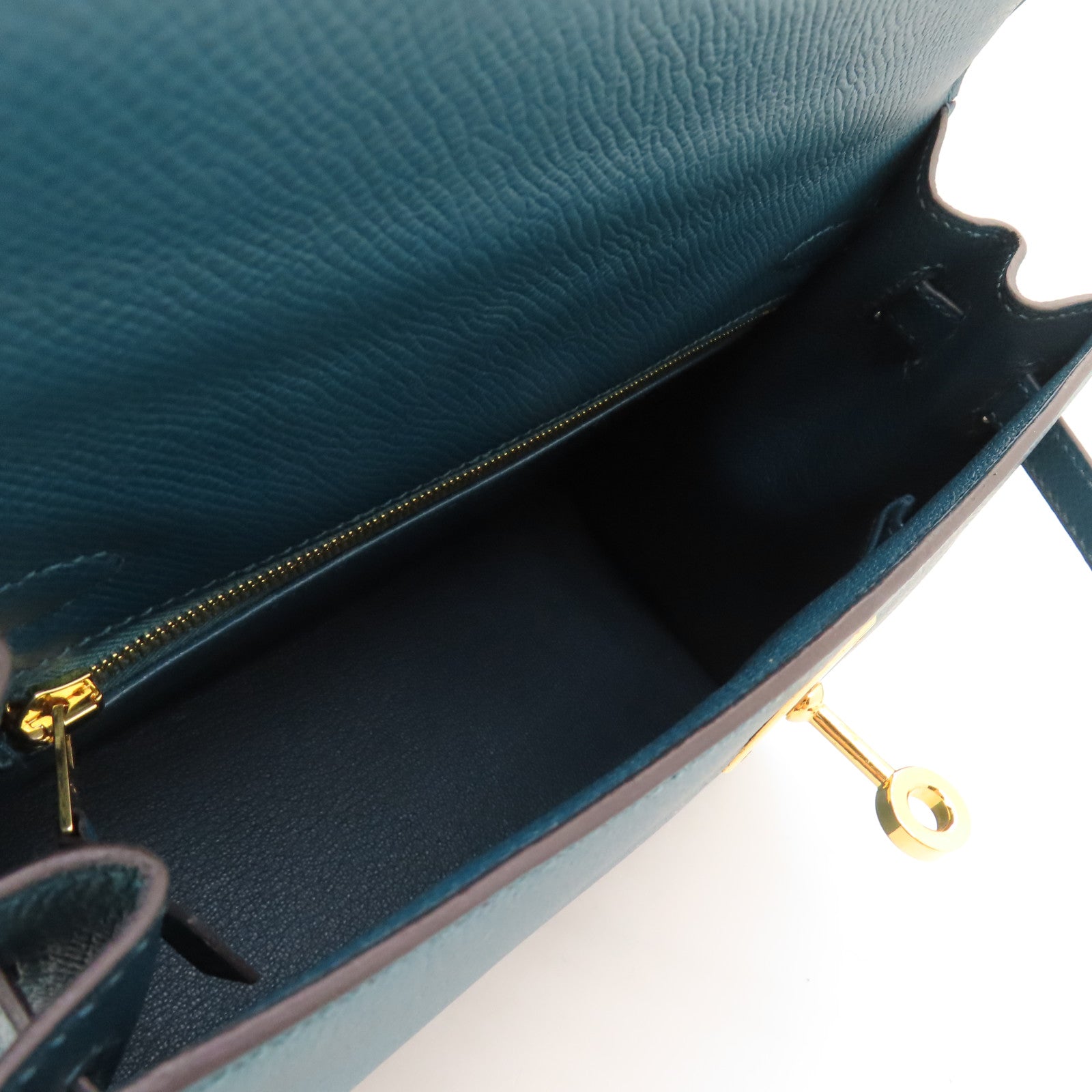 HERMES 【激減優惠】Epsom皮革Kelly 25金扣手挽肩背兩用袋Vert Bosphore綠色