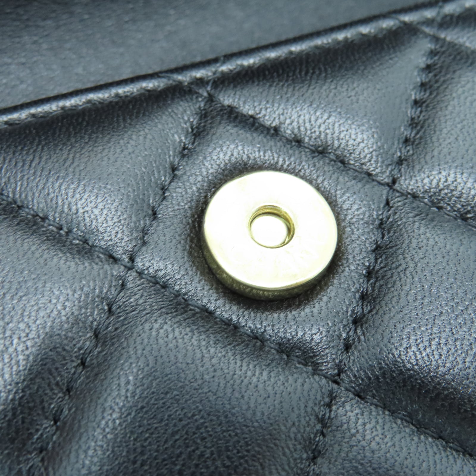 CHANEL 菱格羊皮皮革Chain Shoulder银扣链带肩背袋黑色