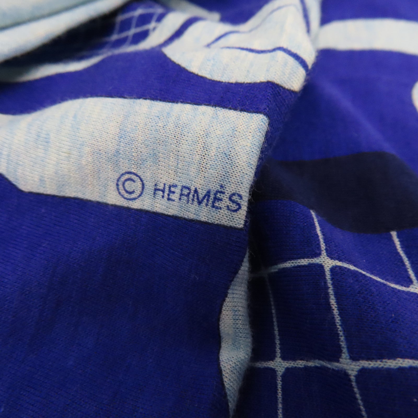HERMES 纯棉Cotton Scarf颈巾蓝色