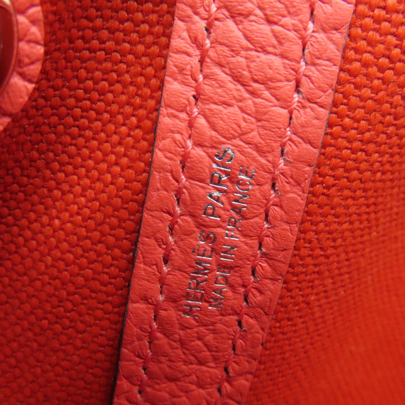 HERMES 帆布Garden Party TPM银扣手挽袋红色