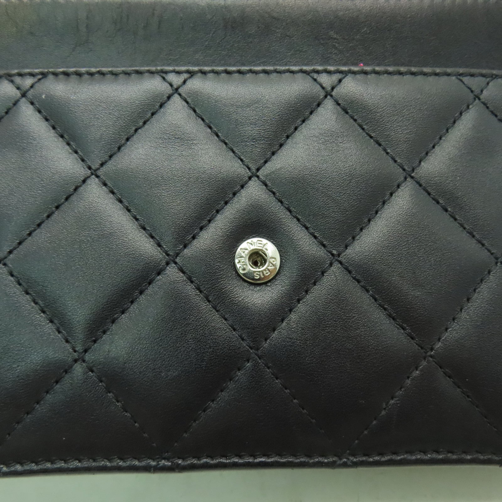 CHANEL 菱格羊皮皮革Chain Shoulder銀扣鏈帶肩背袋黑色