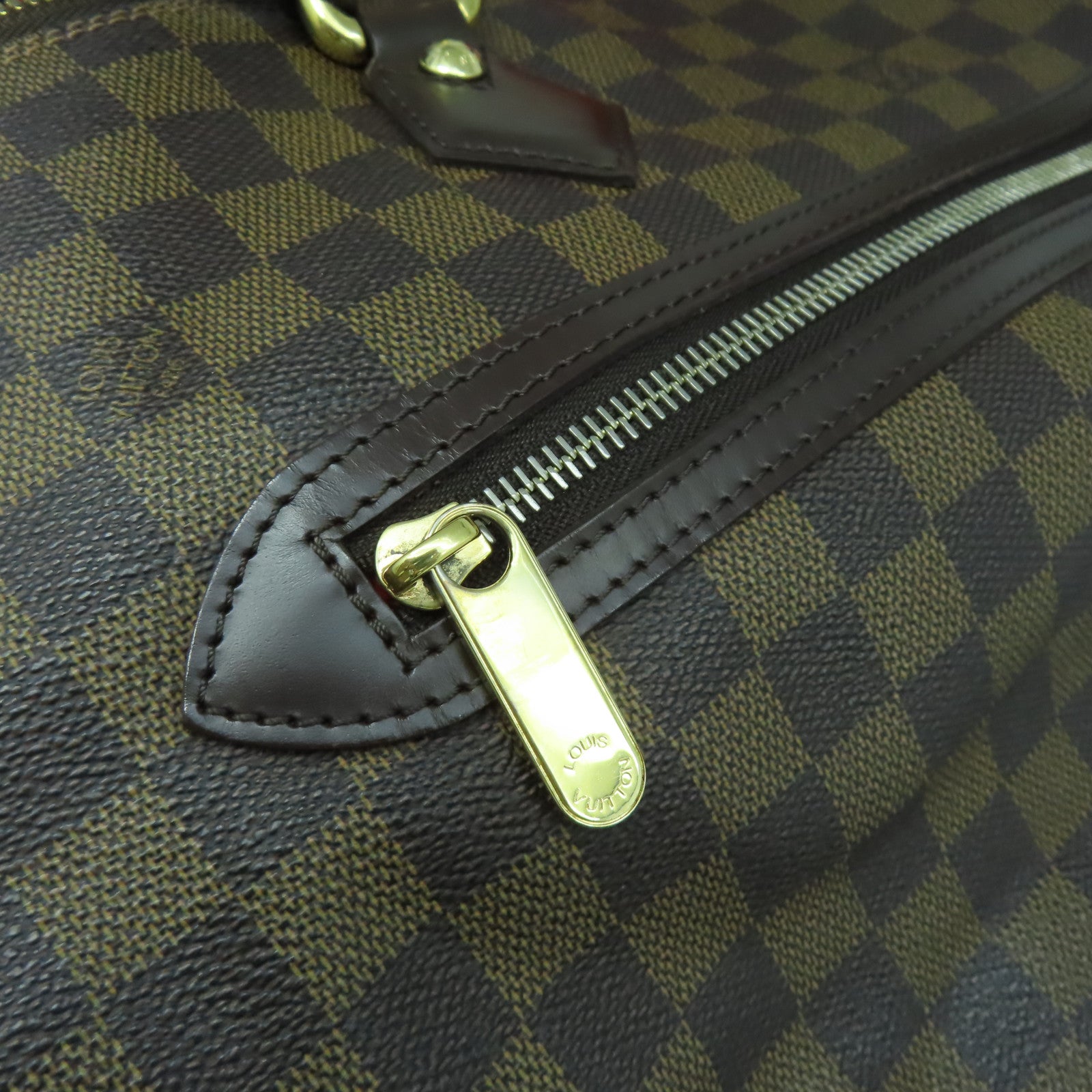 LOUIS VUITTON Damier Ebene Saleya MM金扣手挽袋啡色