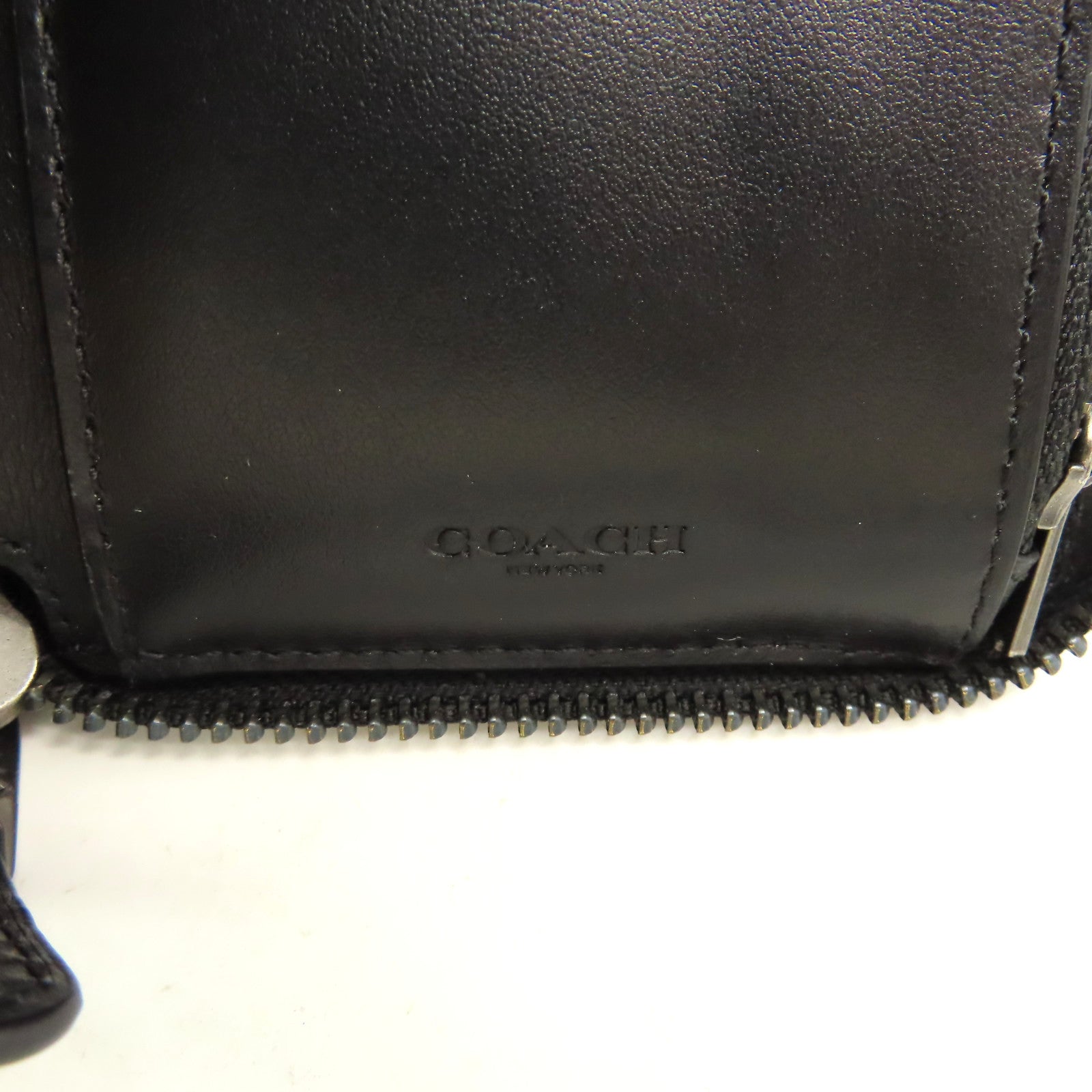 COACH 【激減優惠】塗層帆布Round Short Wallet拉鏈算錢包深藍色