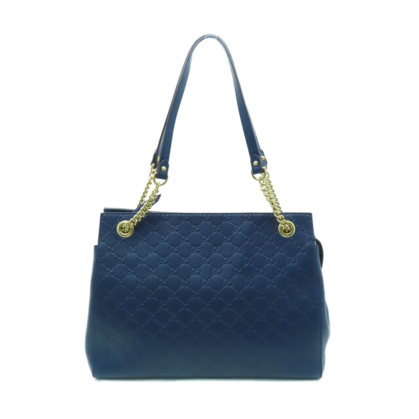 GUCCI 牛皮皮革Tote Bag金扣手挽袋藍色