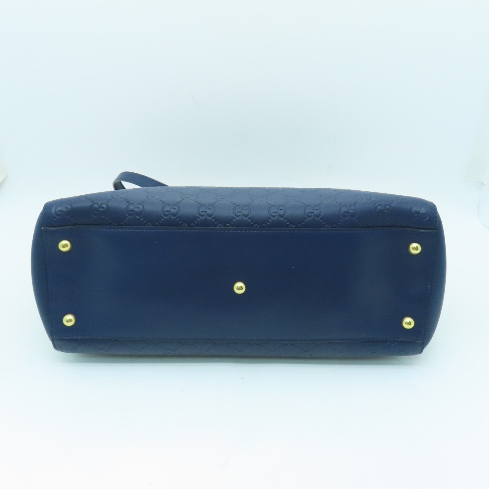 GUCCI 牛皮皮革Tote Bag金扣手挽袋藍色