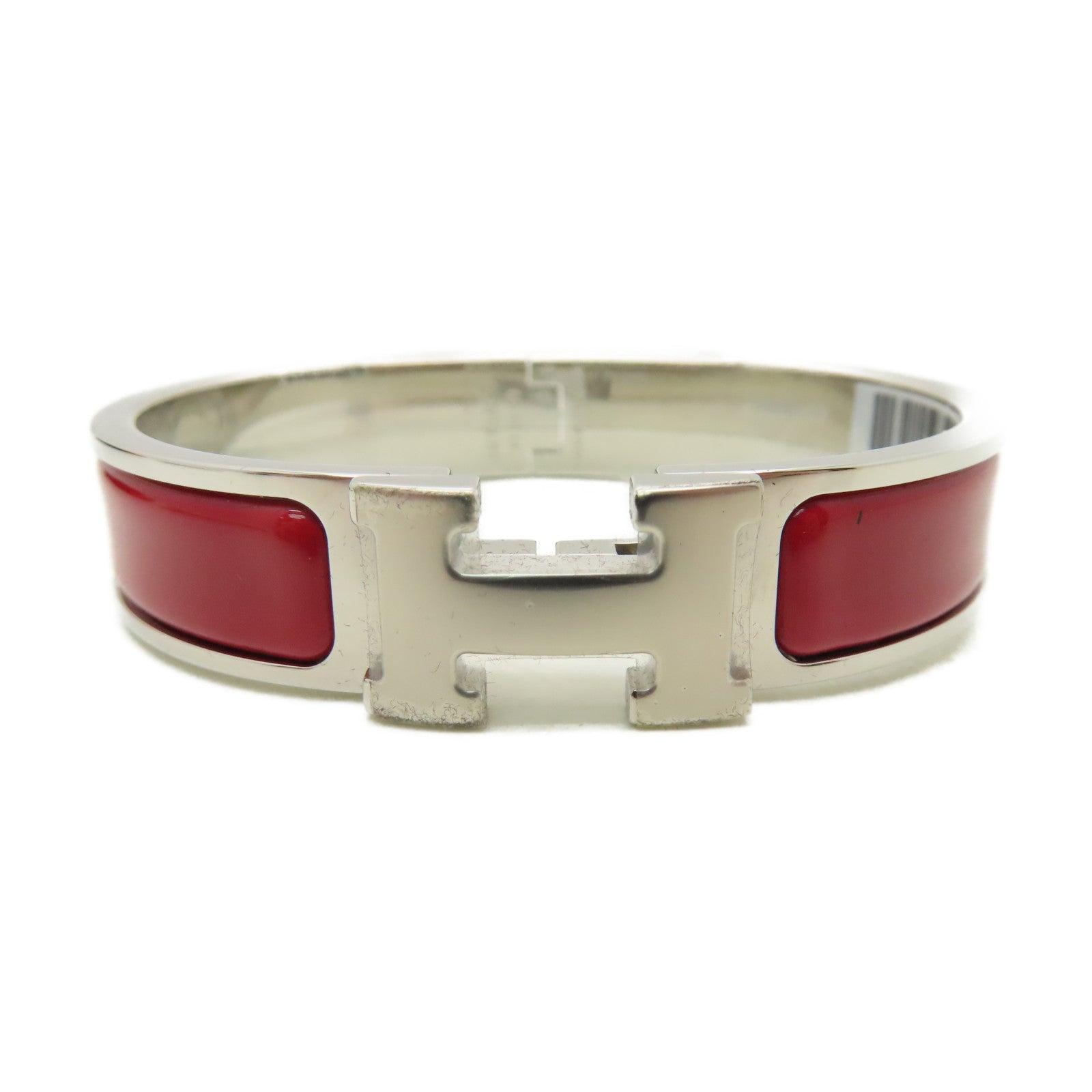 HERMES 金屬Clic H Bracelet手鐲正紅色/銀色#16cm