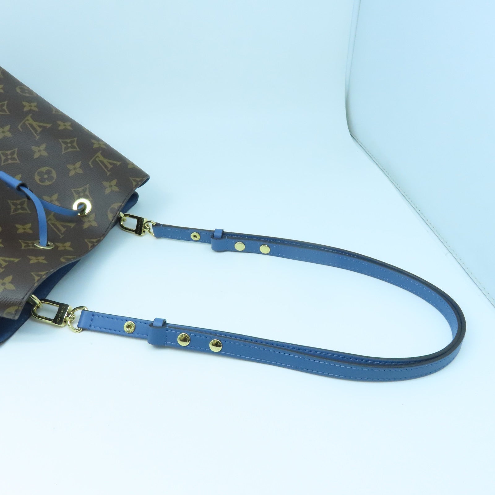 LOUIS VUITTON Monogram Neonoe MM金扣肩背袋啡色/藍色