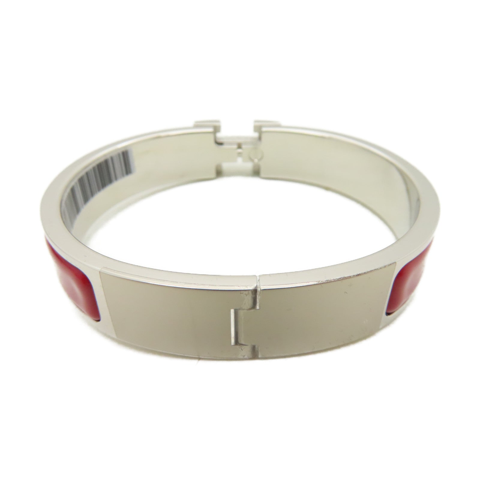 HERMES 金屬Clic H Bracelet手鐲正紅色/銀色#16cm