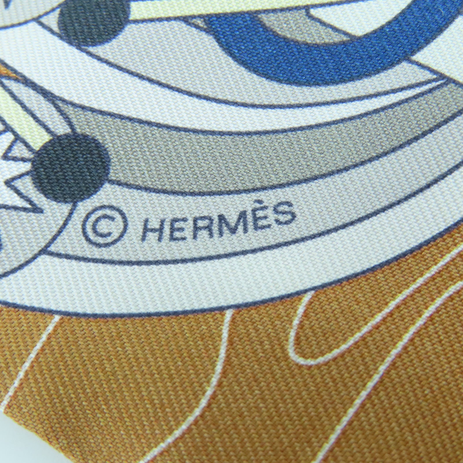HERMES Silk Twilly Scarf Brown